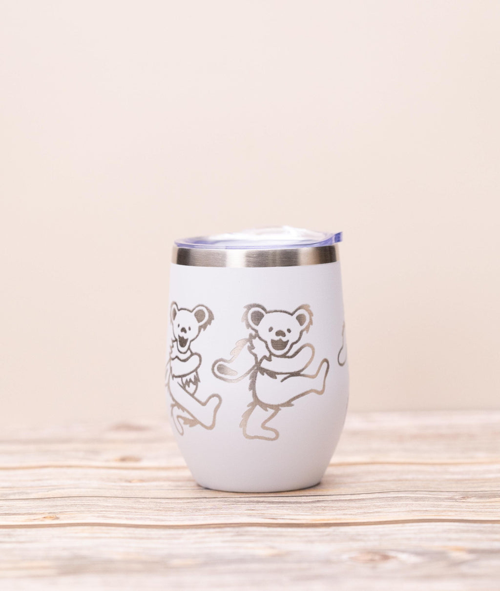 Grateful dead -  dead bears wine tumbler 12 oz | laser engraved stainless steel cup with lid | fun gift for deadheads & music fans
