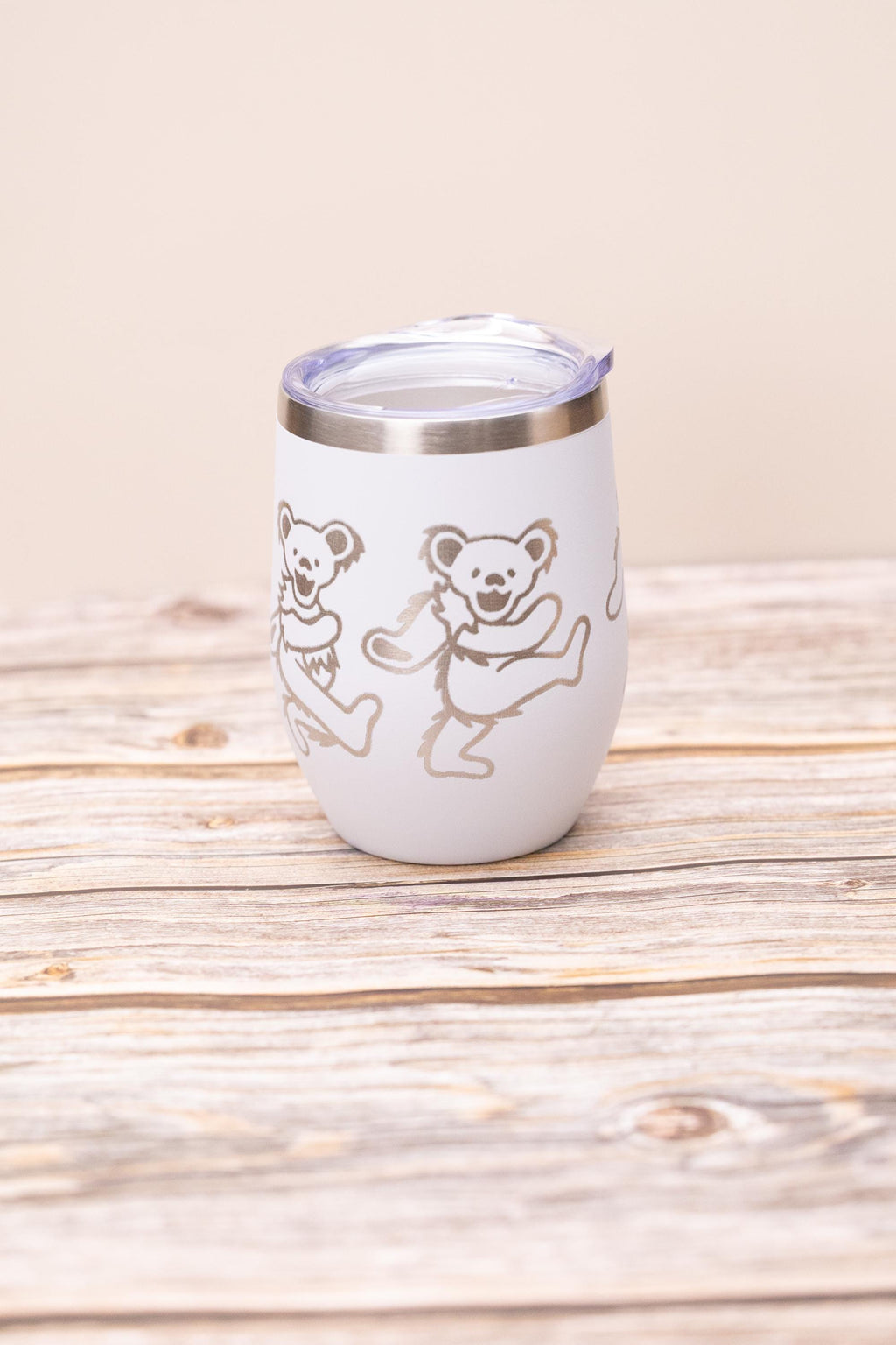 Grateful dead -  dead bears wine tumbler 12 oz | laser engraved stainless steel cup with lid | fun gift for deadheads & music fans