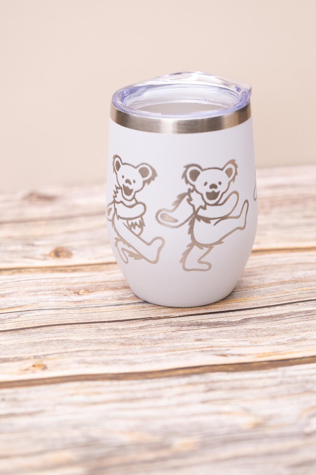 Grateful dead -  dead bears wine tumbler 12 oz | laser engraved stainless steel cup with lid | fun gift for deadheads & music fans