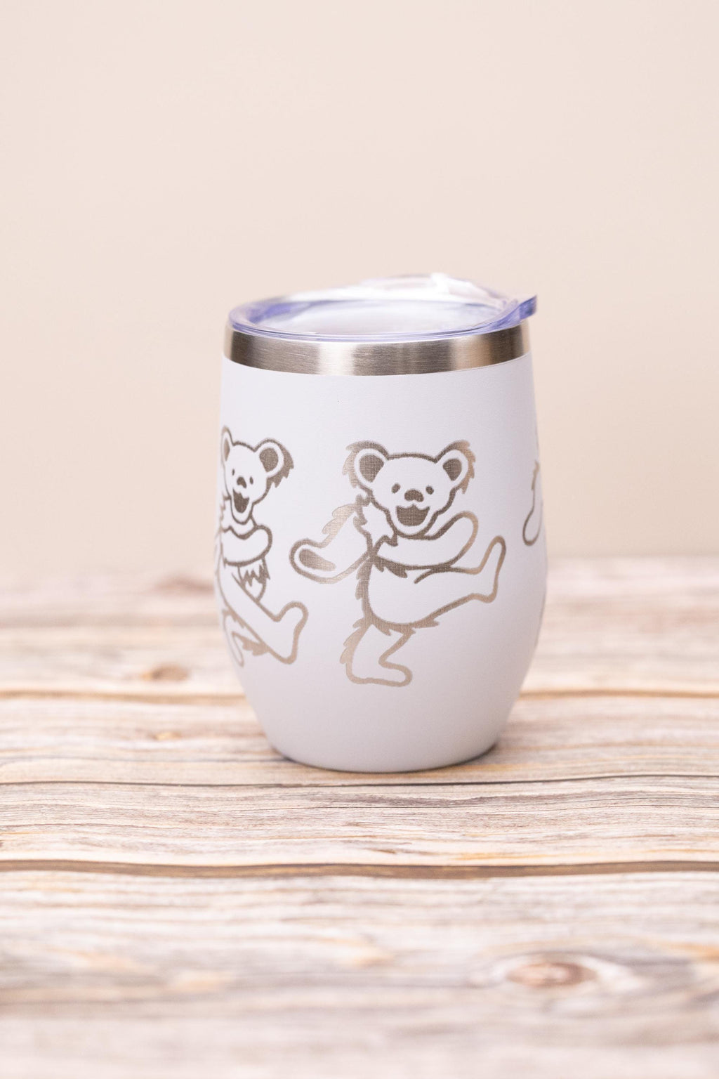 Grateful dead -  dead bears wine tumbler 12 oz | laser engraved stainless steel cup with lid | fun gift for deadheads & music fans