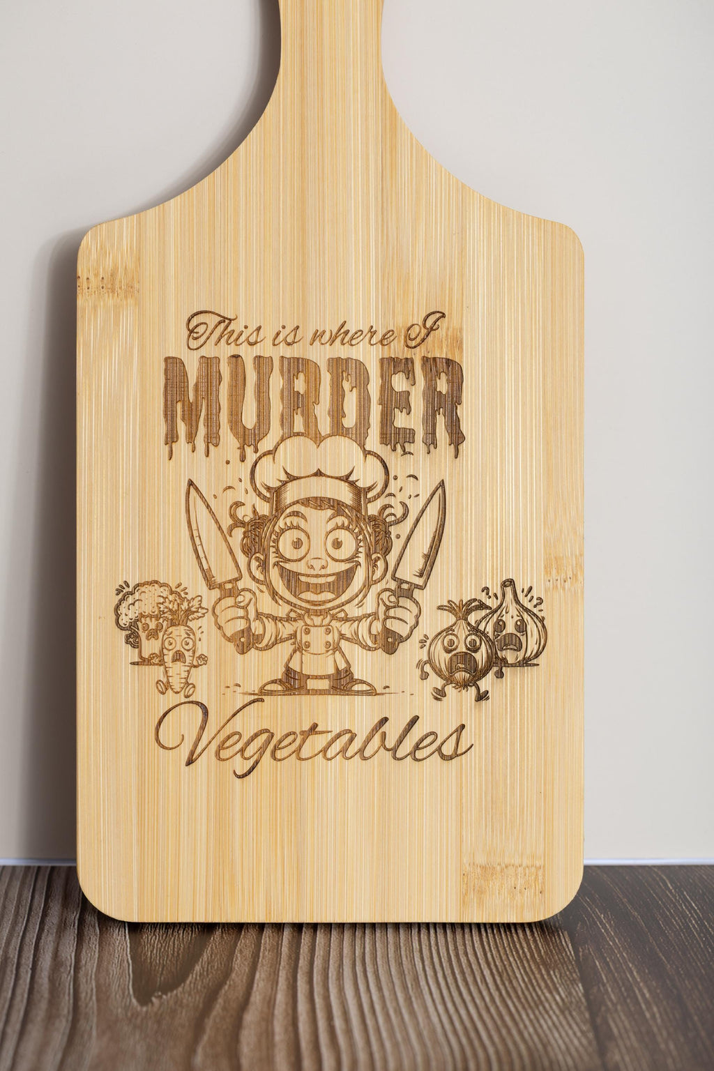This is where i murder vegetables bamboo cutting board | 5"x11" laser engraved funny kitchen board & gift