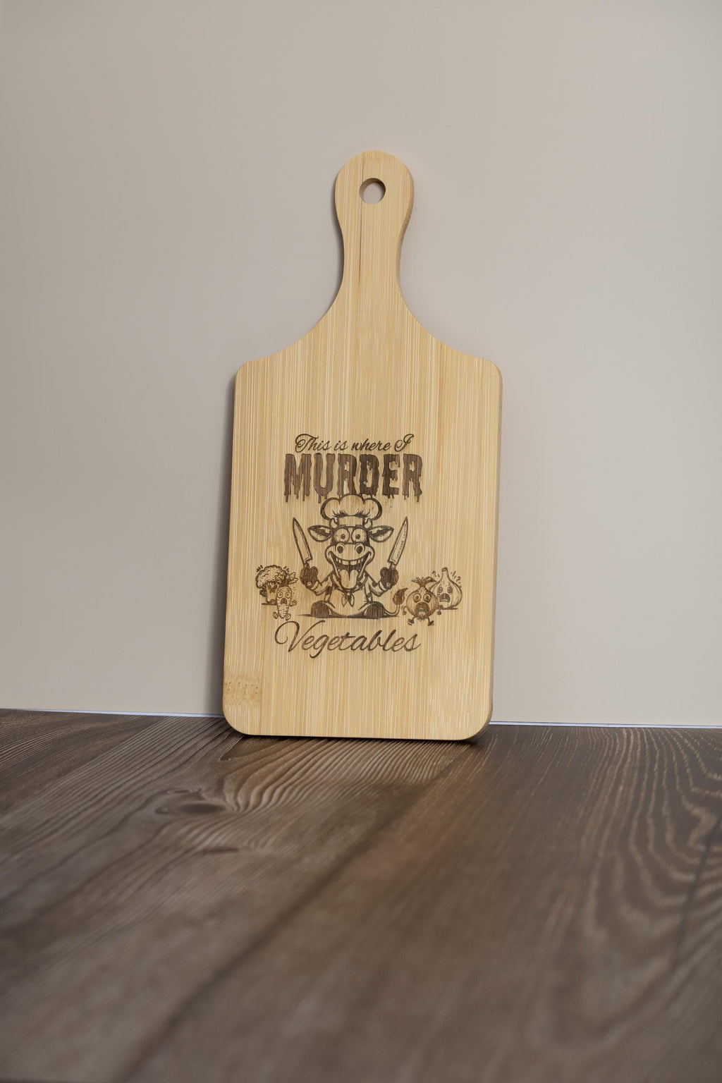 This is where i murder vegetables bamboo cutting board | 5"x11" laser engraved