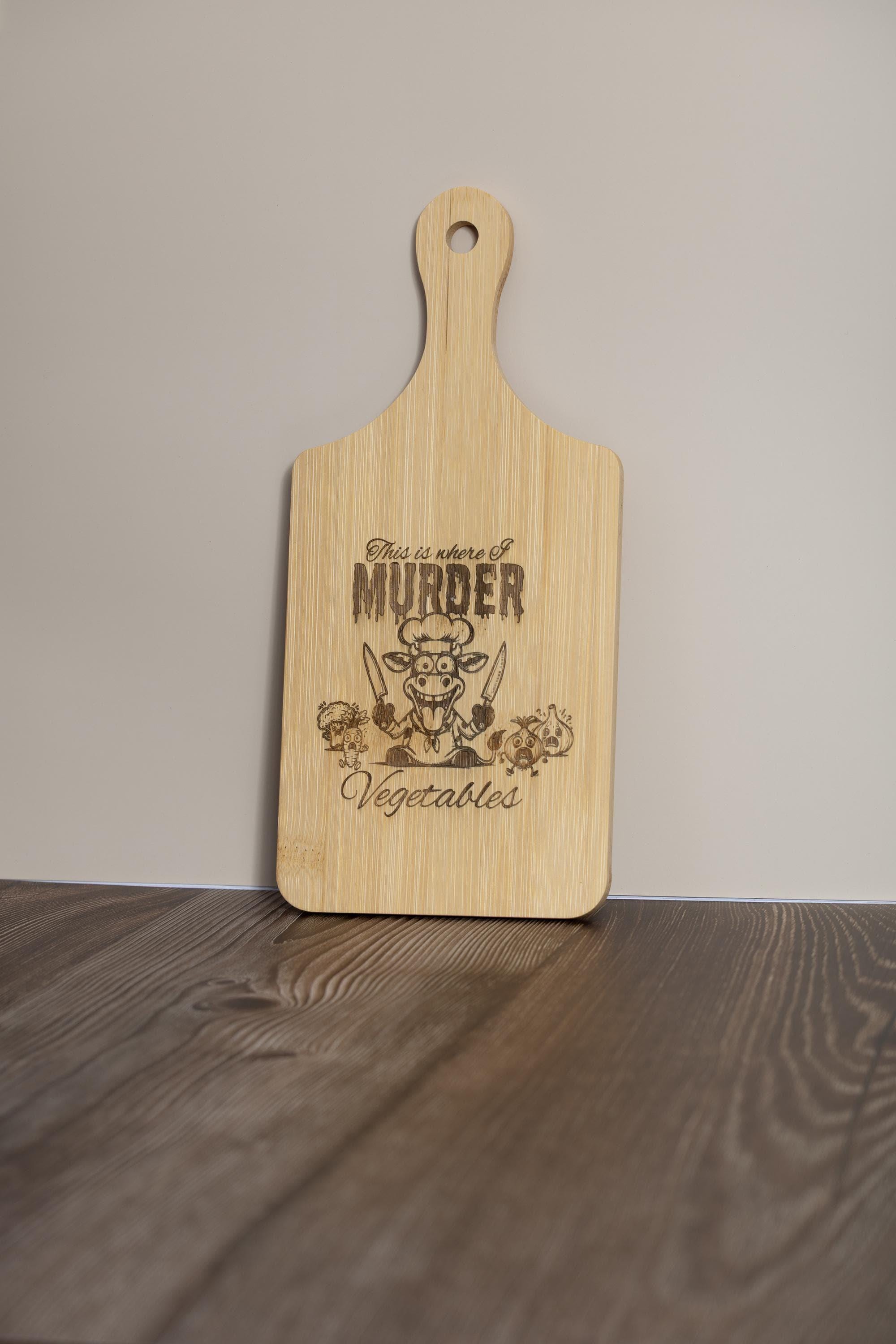 This is where i murder vegetables bamboo cutting board | 5"x11" laser engraved