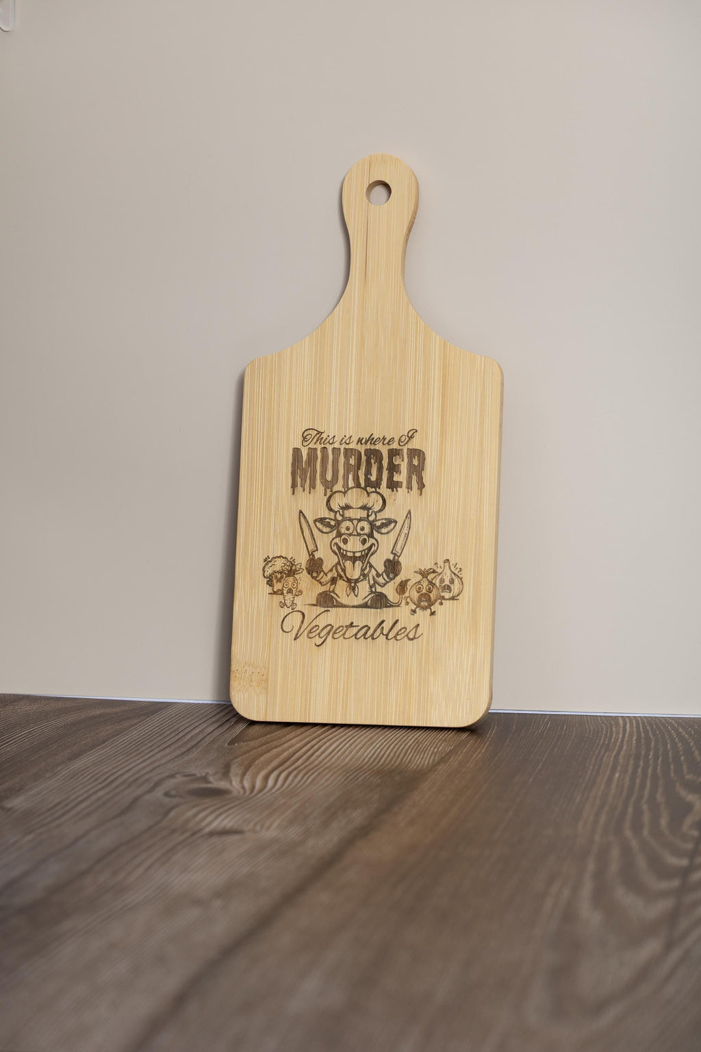 This is where i murder vegetables bamboo cutting board | 5"x11" laser engraved