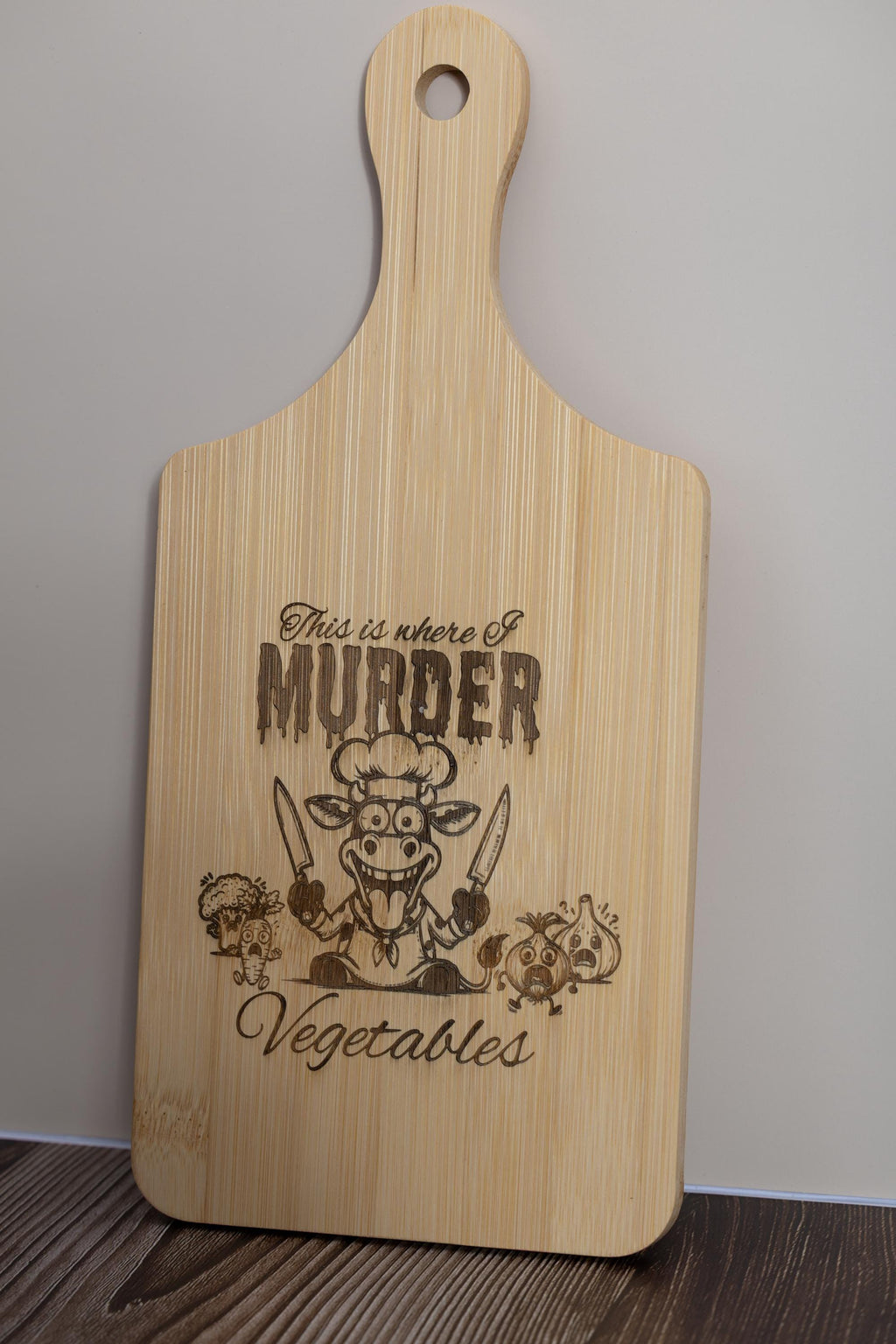 This is where i murder vegetables bamboo cutting board | 5"x11" laser engraved