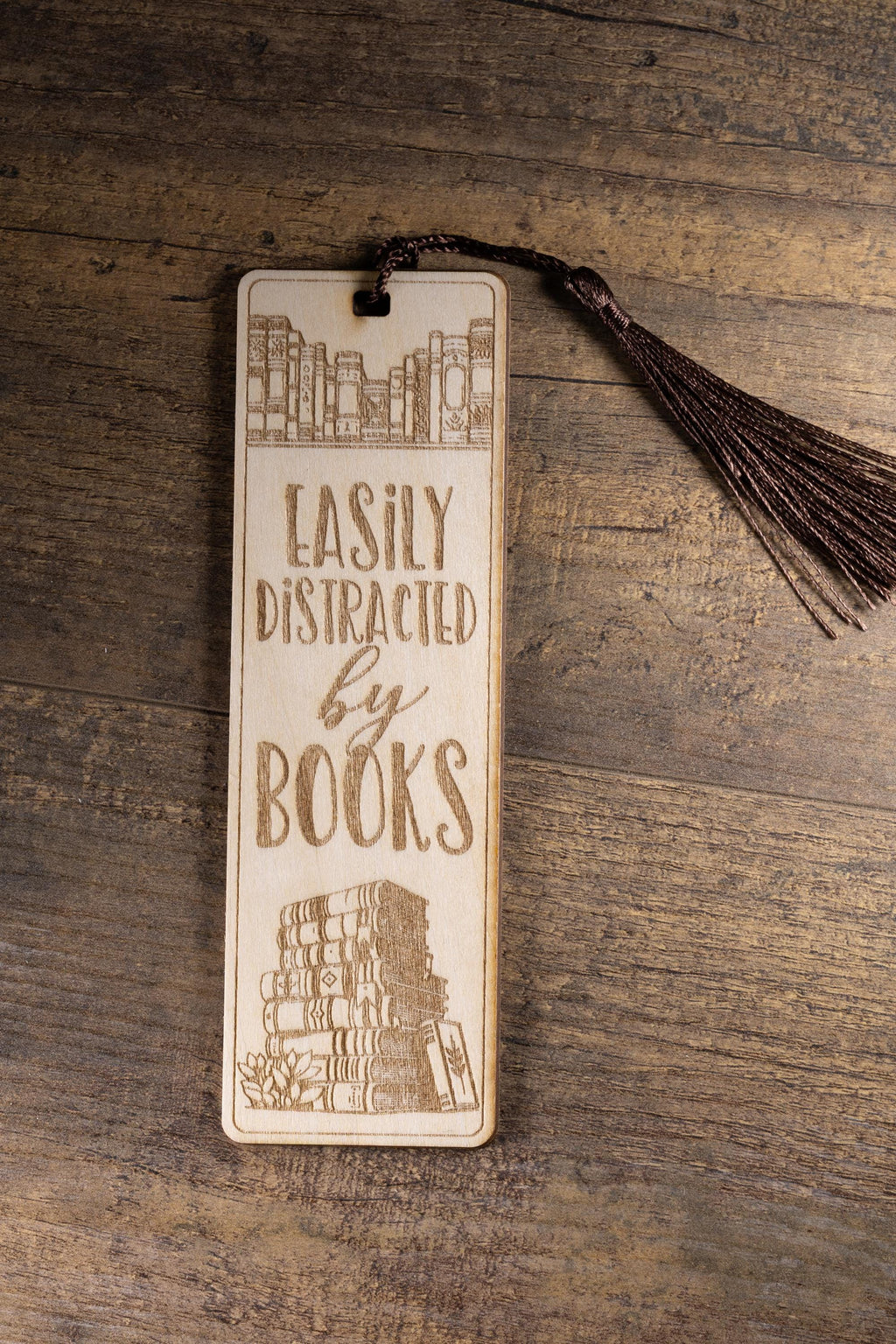 Laser engraved wood bookmark: funny reader gift