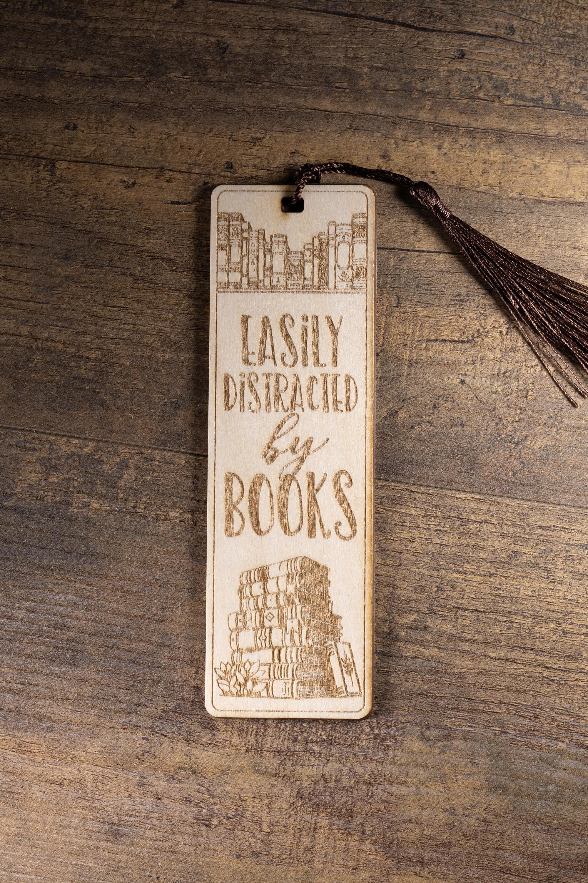 Laser engraved wood bookmark: funny reader gift