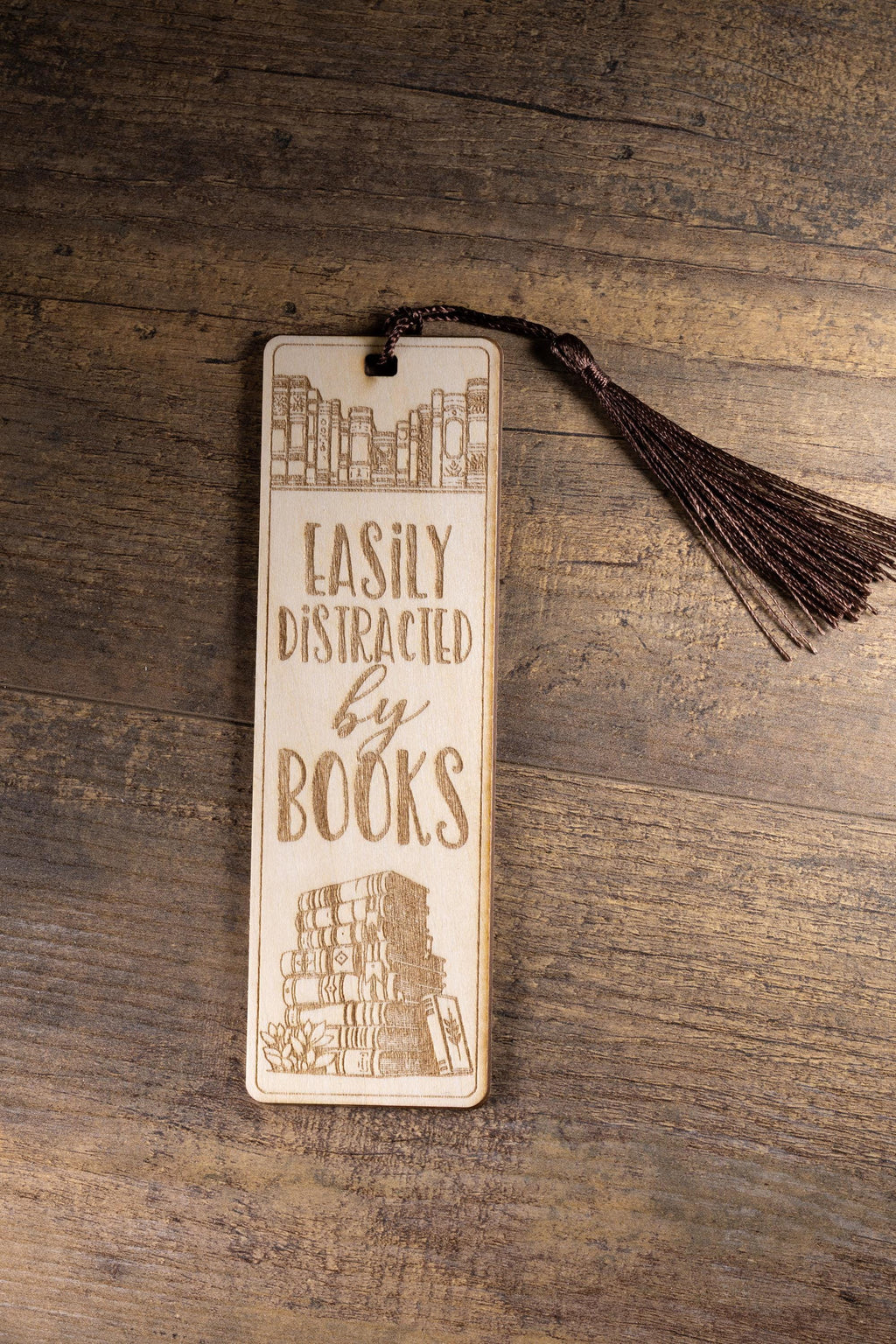 Laser engraved wood bookmark: funny reader gift