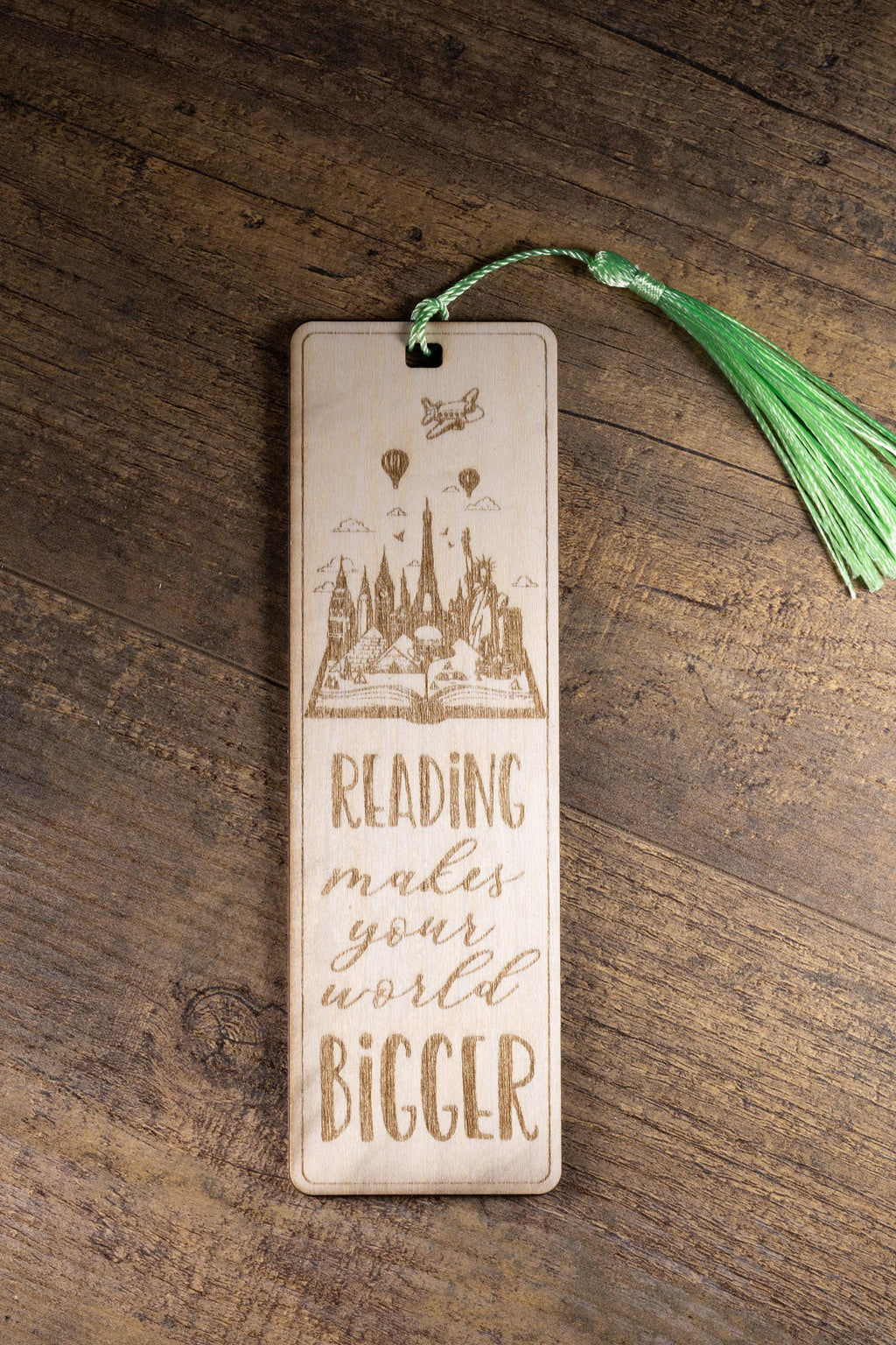 Laser engraved wood bookmark: inspirational reader gift