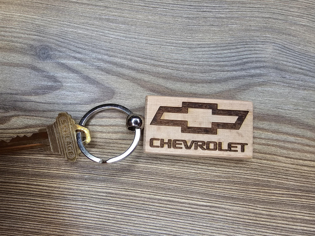 Laser Engraved Chevrolet Keychain / Bag Charm: hardwood car lover gift