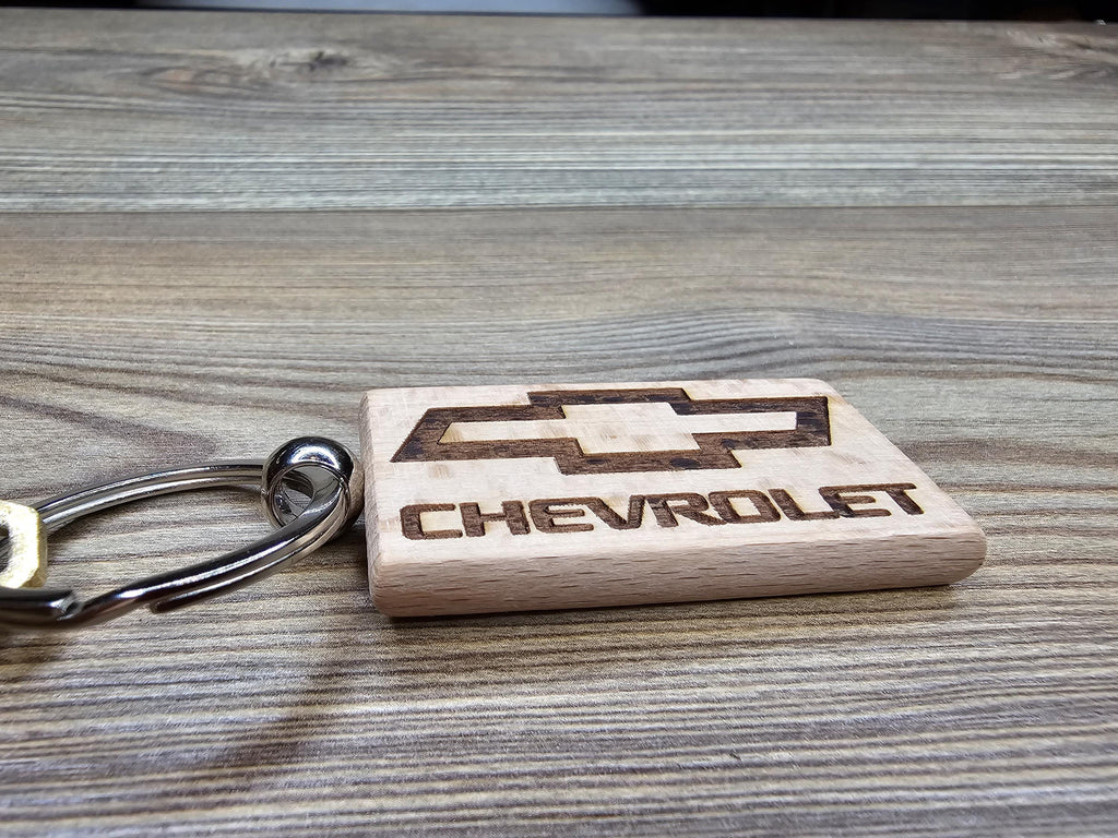 Laser Engraved Chevrolet Keychain / Bag Charm: hardwood car lover gift