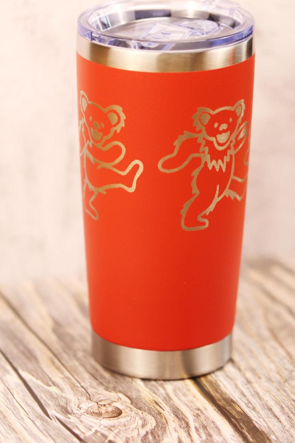 Grateful dead dancing bears 20oz laser engraved stainless steel tumbler with lid | custom color insulated cup