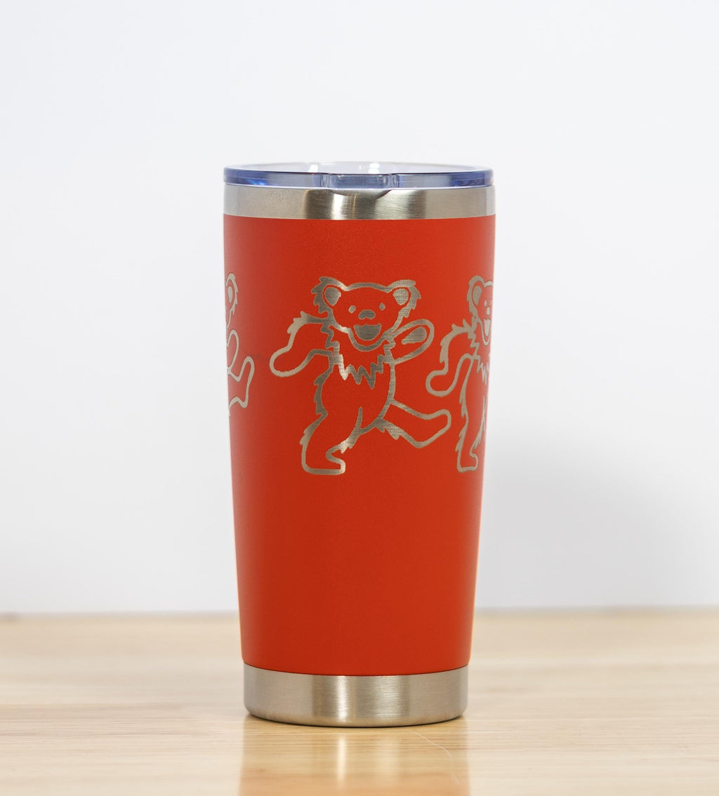 Grateful dead dancing bears 20oz laser engraved stainless steel tumbler with lid | custom color insulated cup