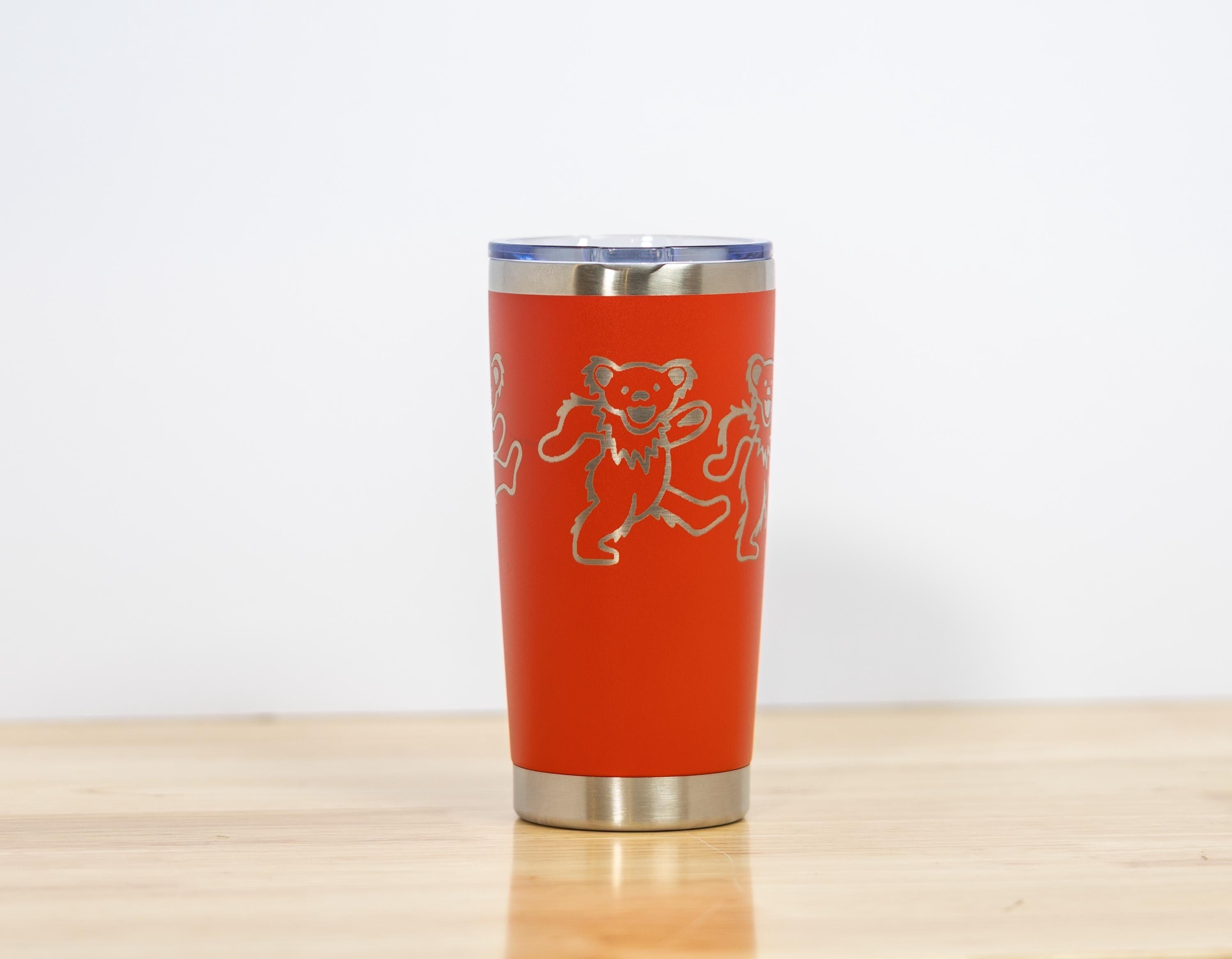 Grateful dead dancing bears 20oz laser engraved stainless steel tumbler with lid | custom color insulated cup