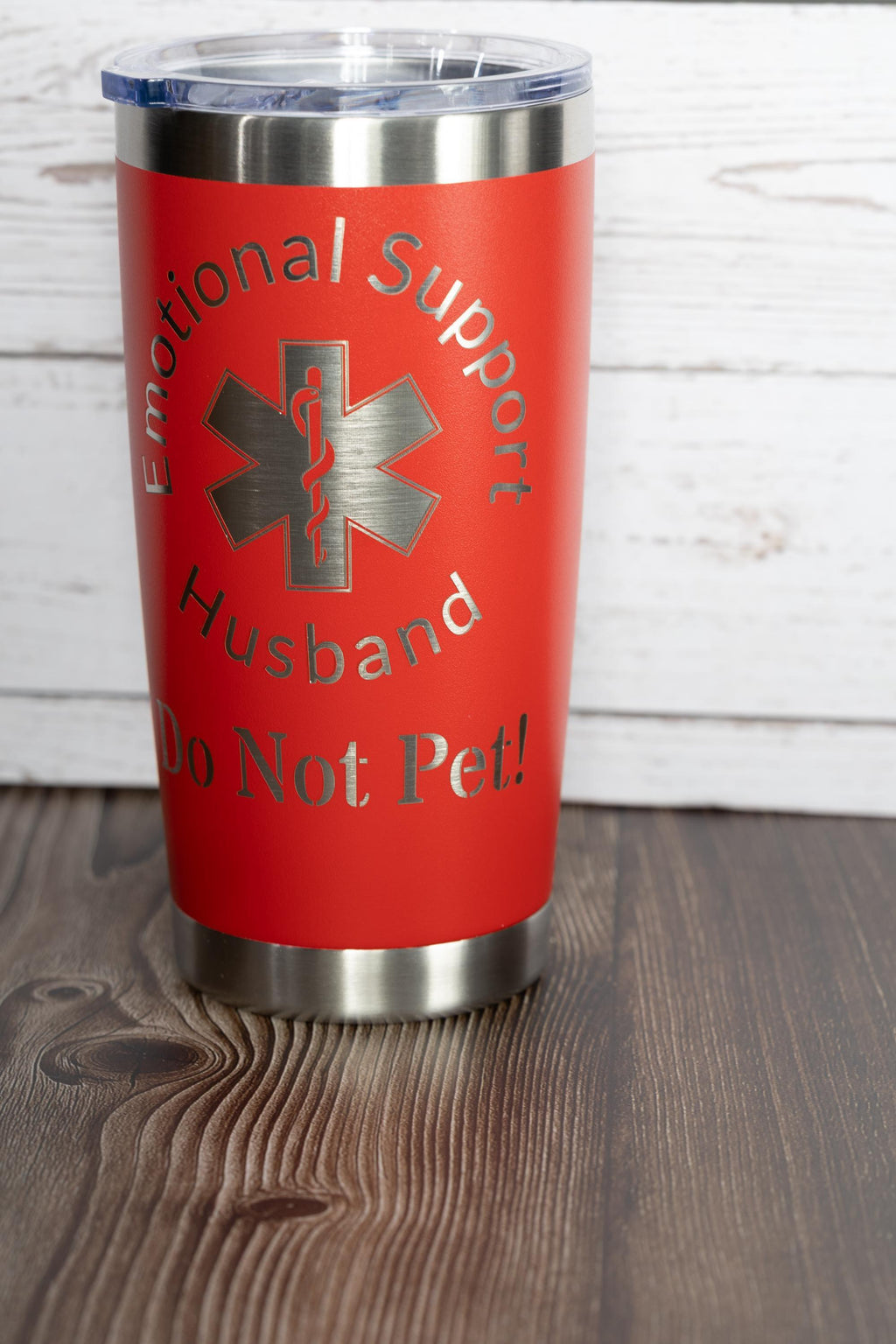20oz emotional support husband tumbler with lid | funny laser engraved cup | do not pet joke gift | travel drinkware