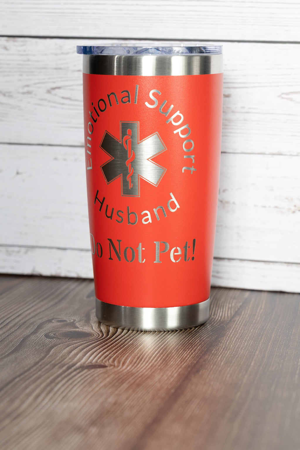20oz emotional support husband tumbler with lid | funny laser engraved cup | do not pet joke gift | travel drinkware