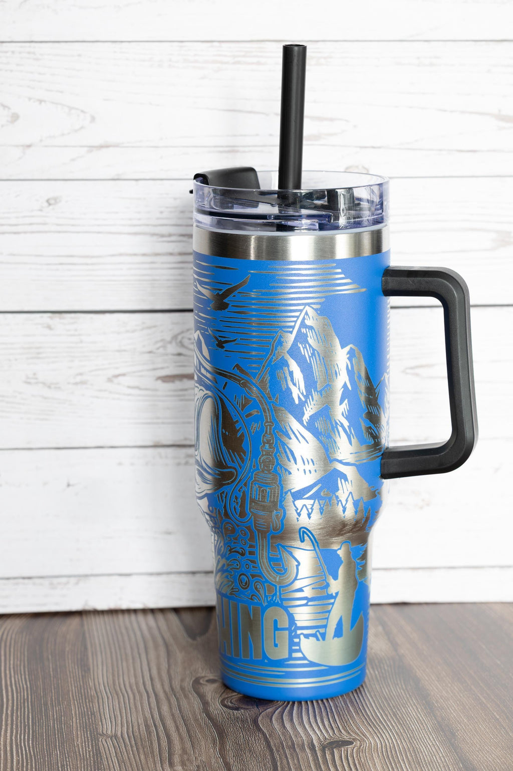 Gone fishing tumbler: laser engraved 40oz stainless steel fisherman gift