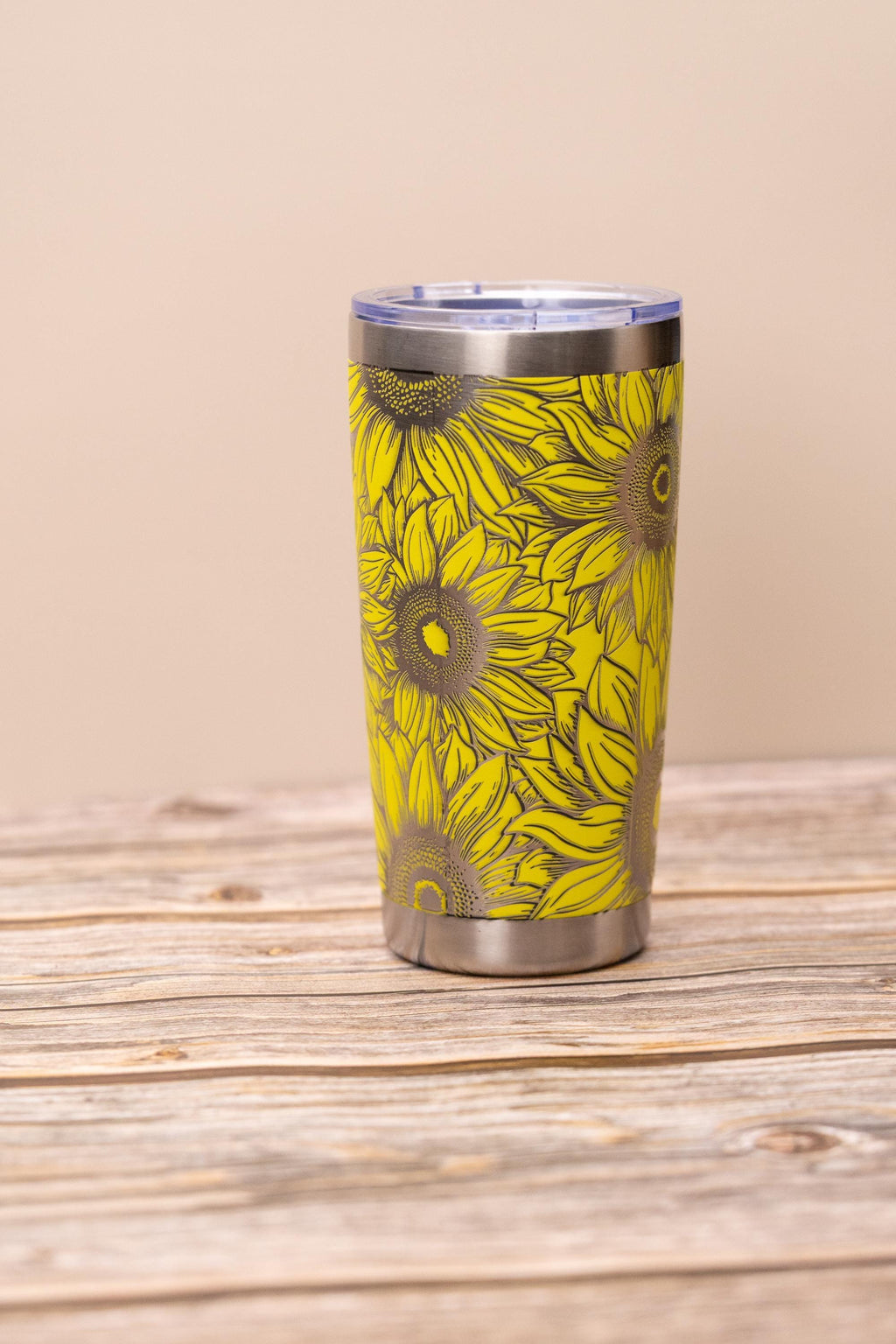 Sunflower wrap 20oz tumbler with lid | laser engraved stainless steel cup | floral nature gift for sunflower lovers