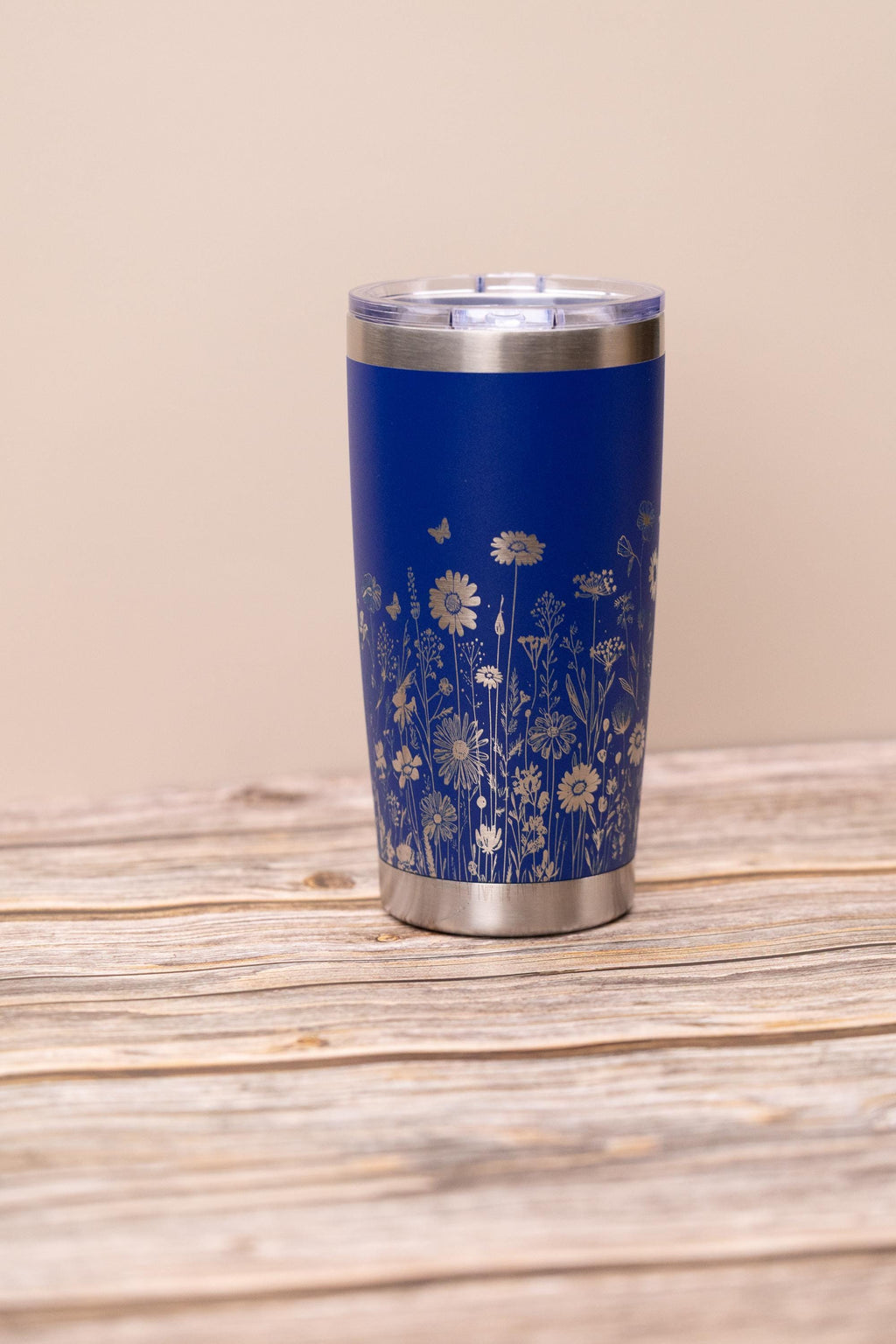 Wildflowers wrap 20oz tumbler with lid | laser engraved stainless steel cup | nature floral gift for garden & flower lovers
