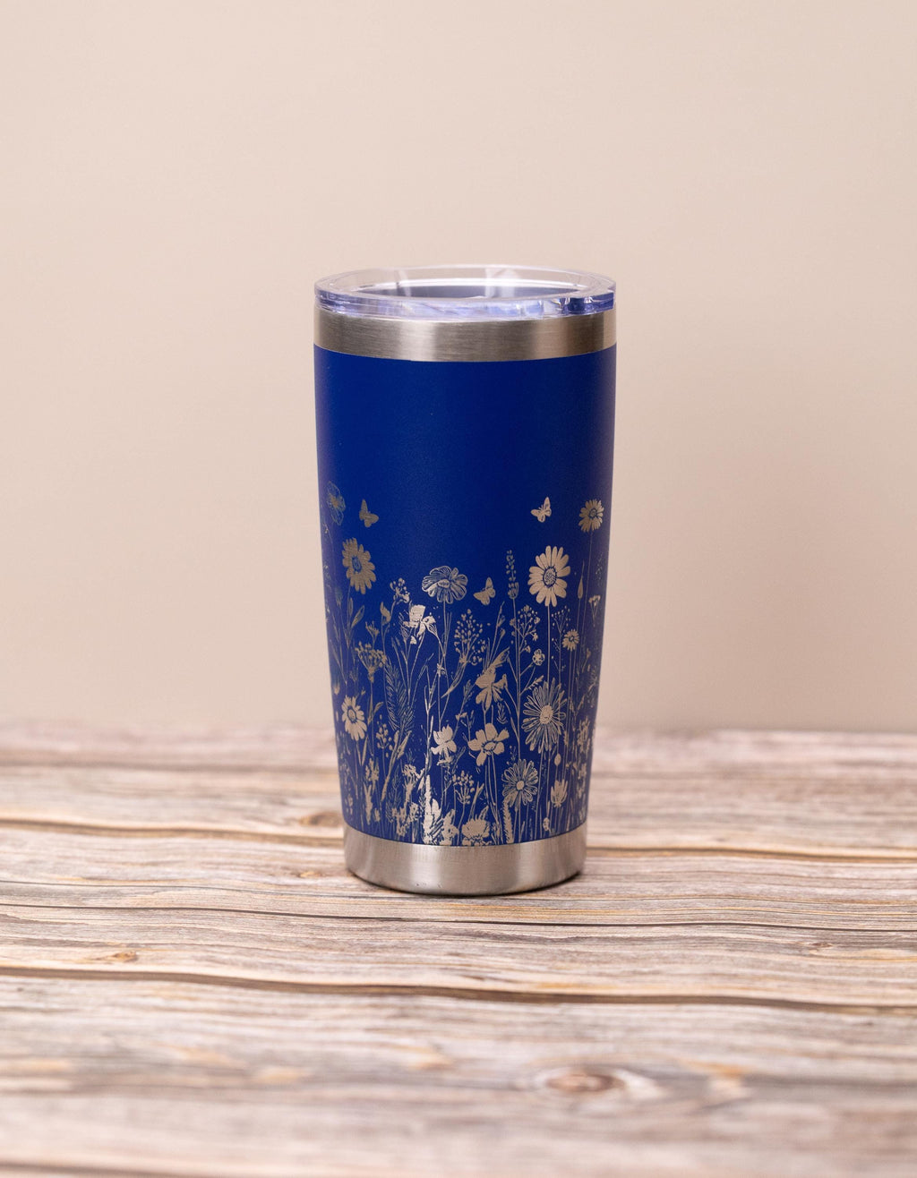 Wildflowers wrap 20oz tumbler with lid | laser engraved stainless steel cup | nature floral gift for garden & flower lovers
