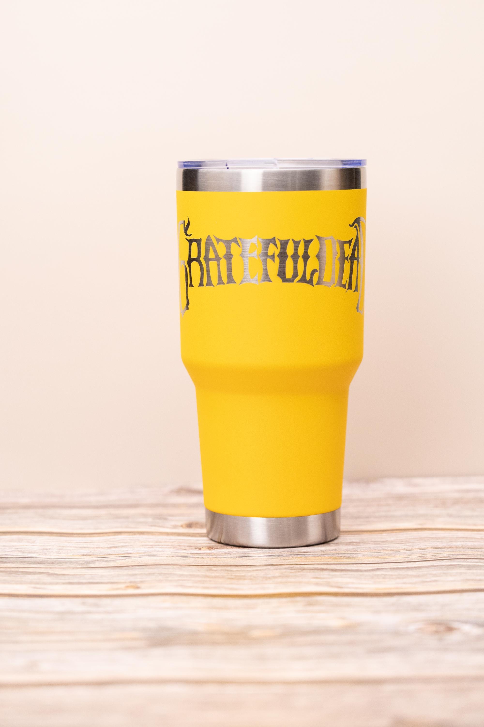 Grateful dead 30oz tumbler with lid | laser engraved stainless steel cup | deadhead music fan gift | festival drinkware