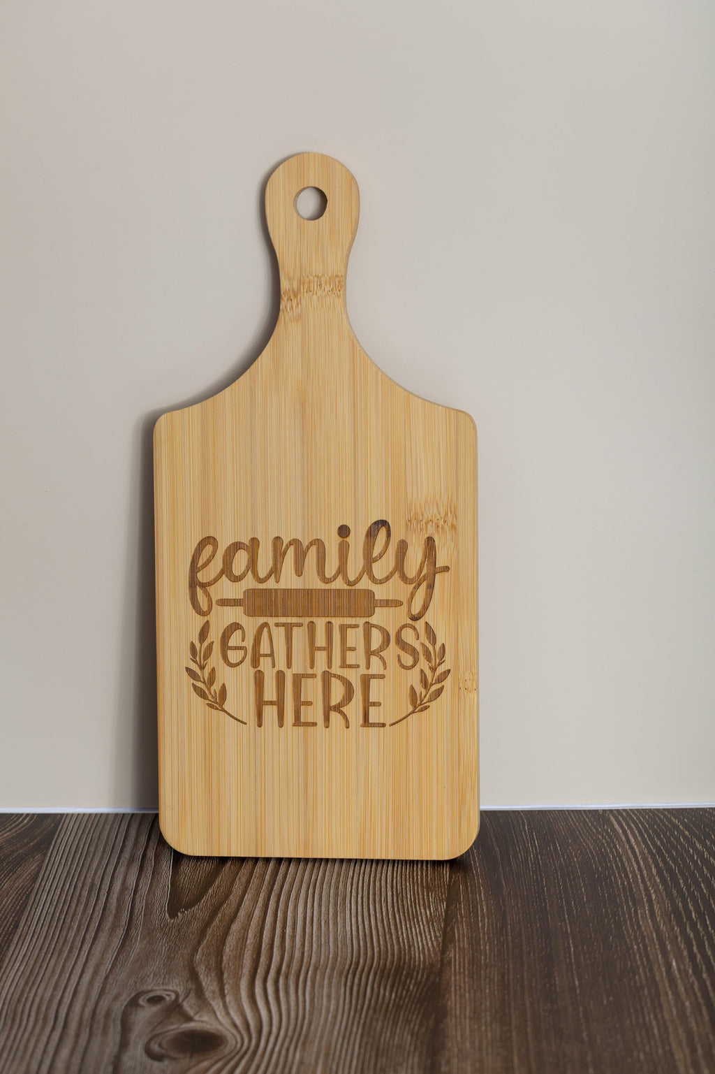 Laser engraved bamboo cutting board: rustic kitchen decor (5x11)