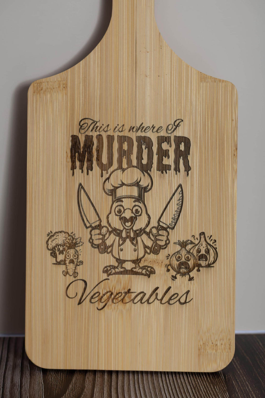 This is where i murder vegetables bamboo cutting board | 5"x11" laser engraved funny kitchen board & gift