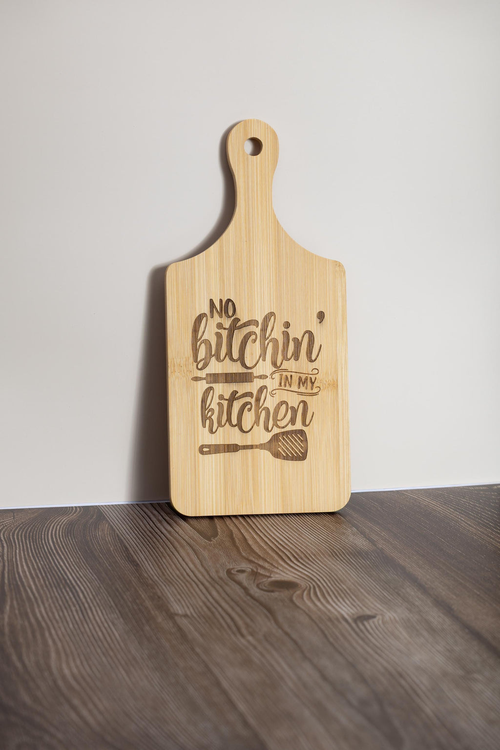 Engraved bamboo cutting board: funny kitchen decor (5x11)