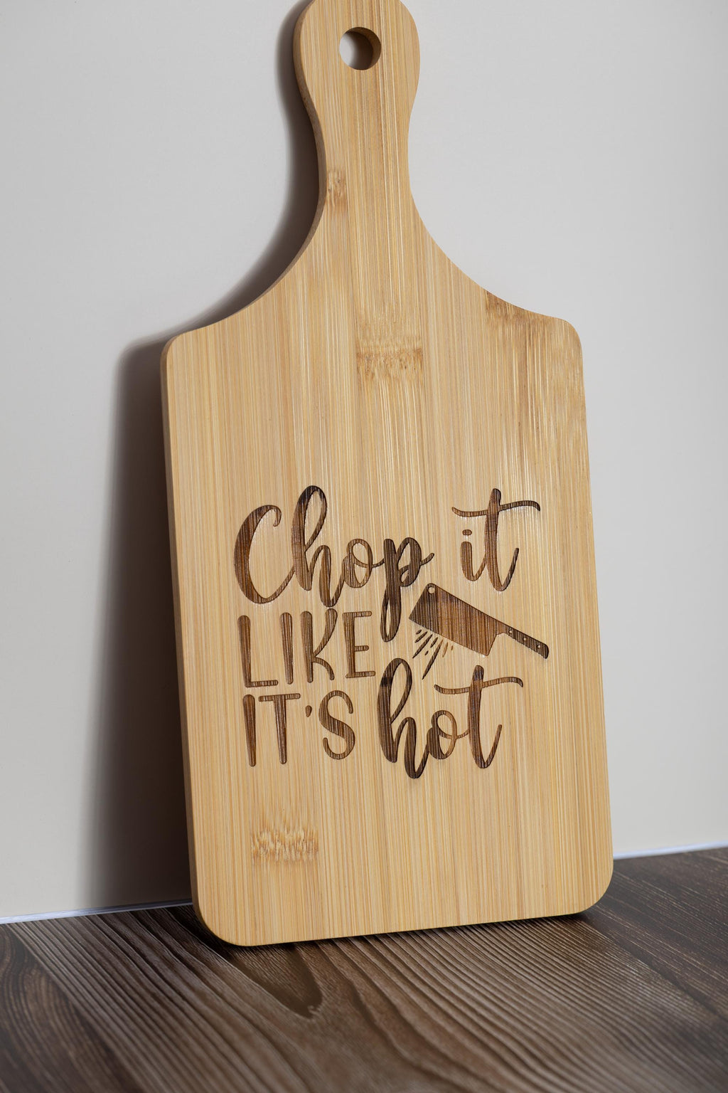 Chop it like it’s hot bamboo cutting board: funny kitchen decor (5x11)