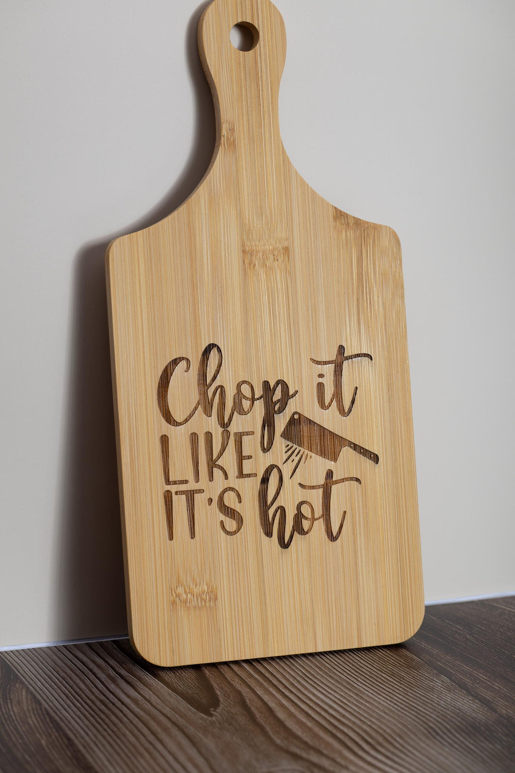 Chop it like it’s hot bamboo cutting board: funny kitchen decor (5x11)