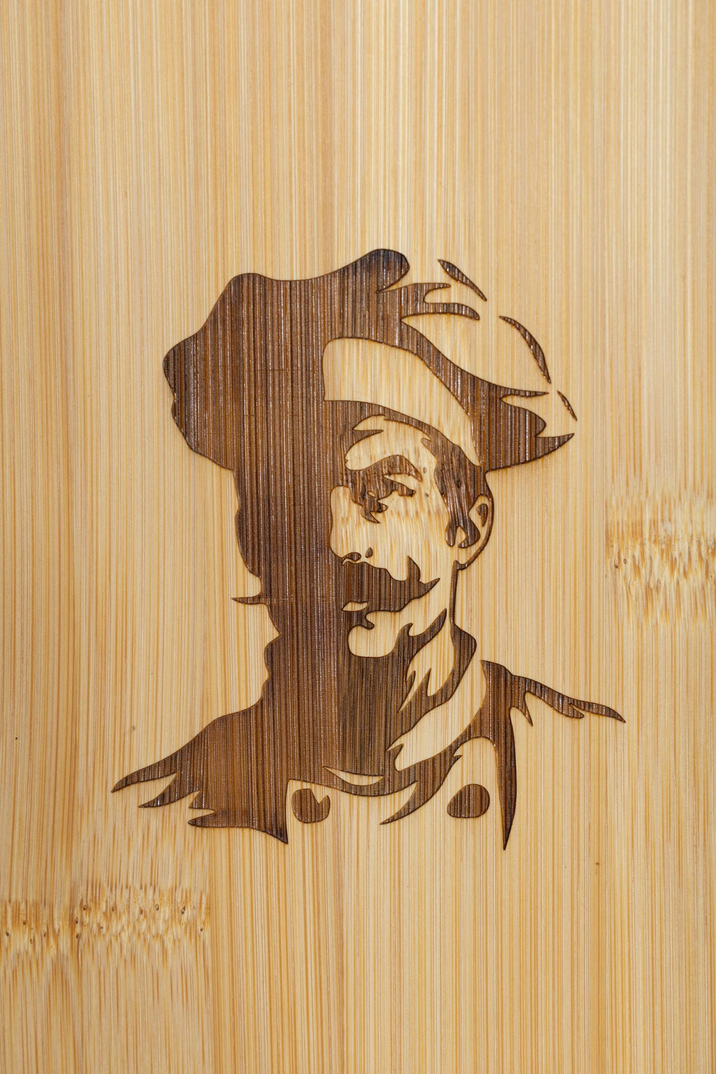 Chef bamboo cutting board: laser engraved kitchen prep & serving board