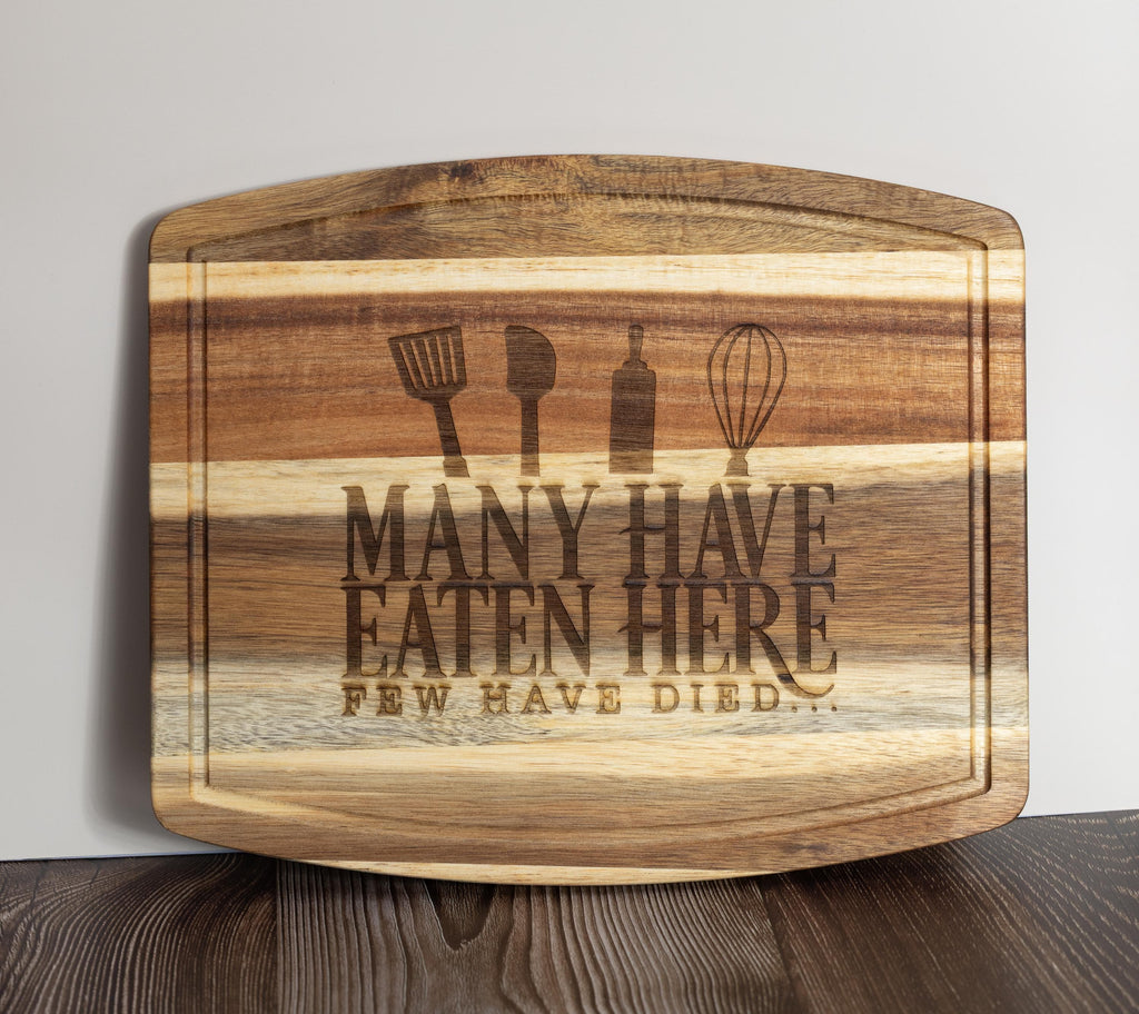Funny acacia wood cutting board: laser engraved kitchen gift