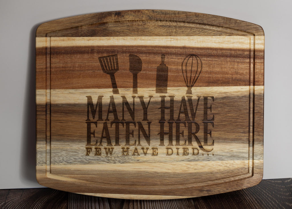 Funny acacia wood cutting board: laser engraved kitchen gift