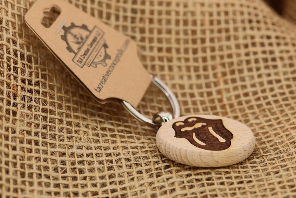 Rolling Stones Lips Keychain / Bag Charm: laser engraved hardwood, stainless steel keyring