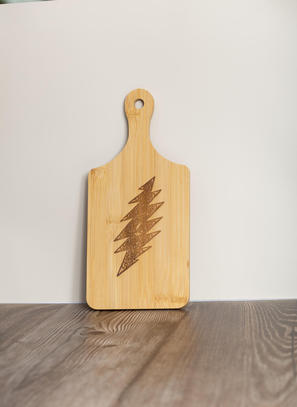 Grateful dead celtic bolt bamboo cutting board | 5"x11" laser engraved wood kitchen board | music lover gift