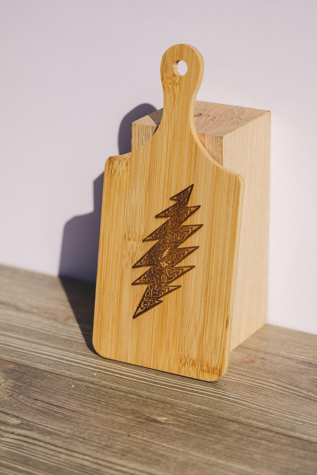 Grateful dead celtic bolt bamboo cutting board | 5"x11" laser engraved wood kitchen board | music lover gift