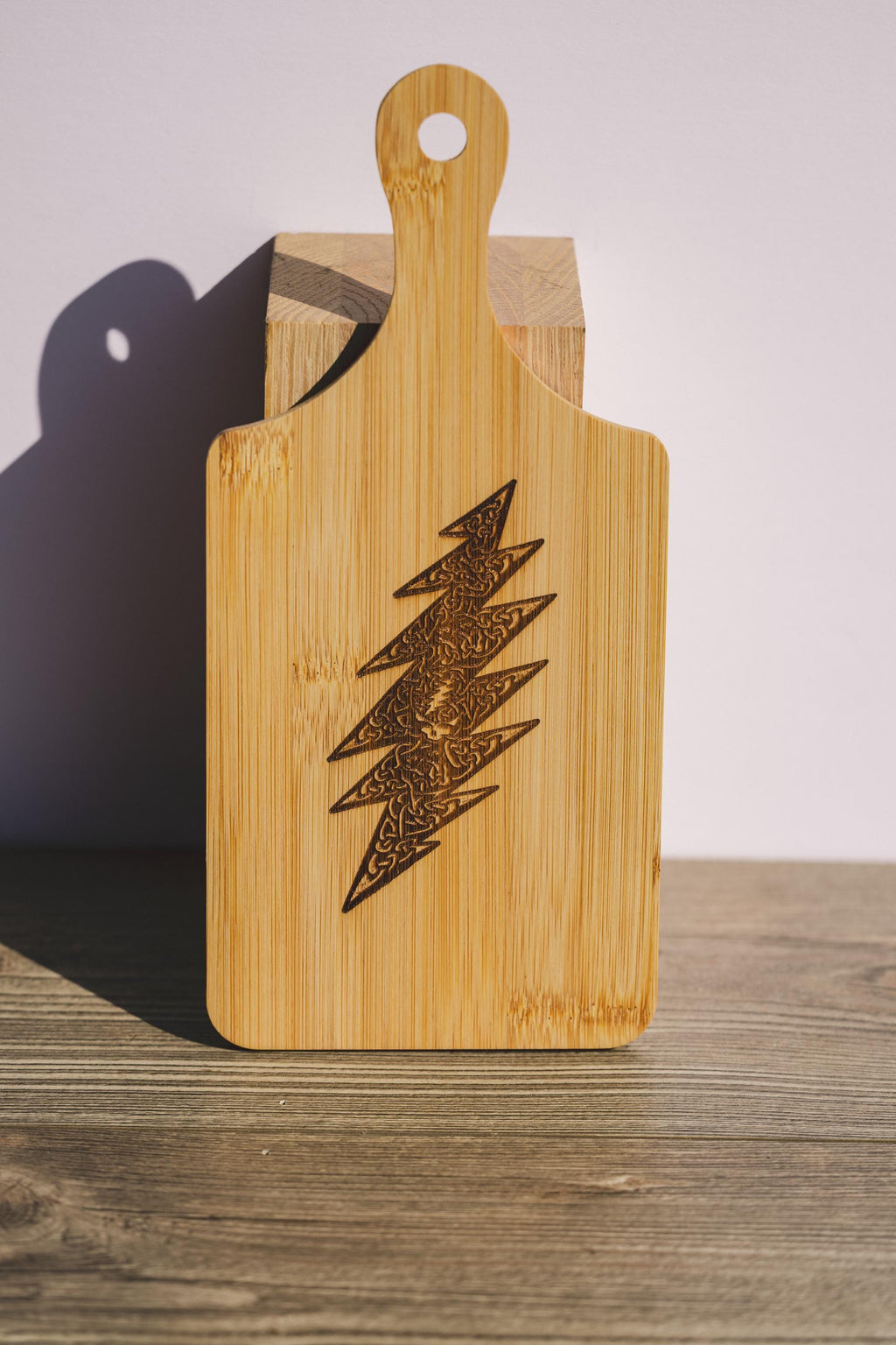 Grateful dead celtic bolt bamboo cutting board | 5"x11" laser engraved wood kitchen board | music lover gift