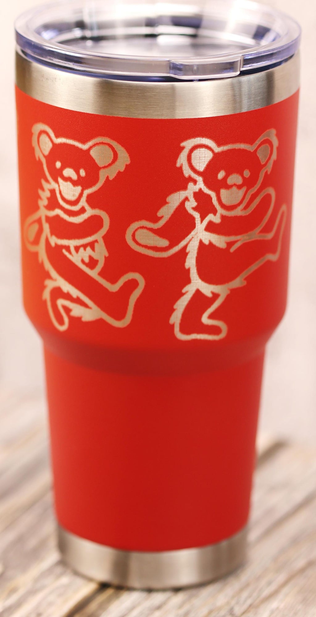 Grateful dead dancing bears 30oz laser engraved stainless steel tumbler with lid | custom color insulated cup
