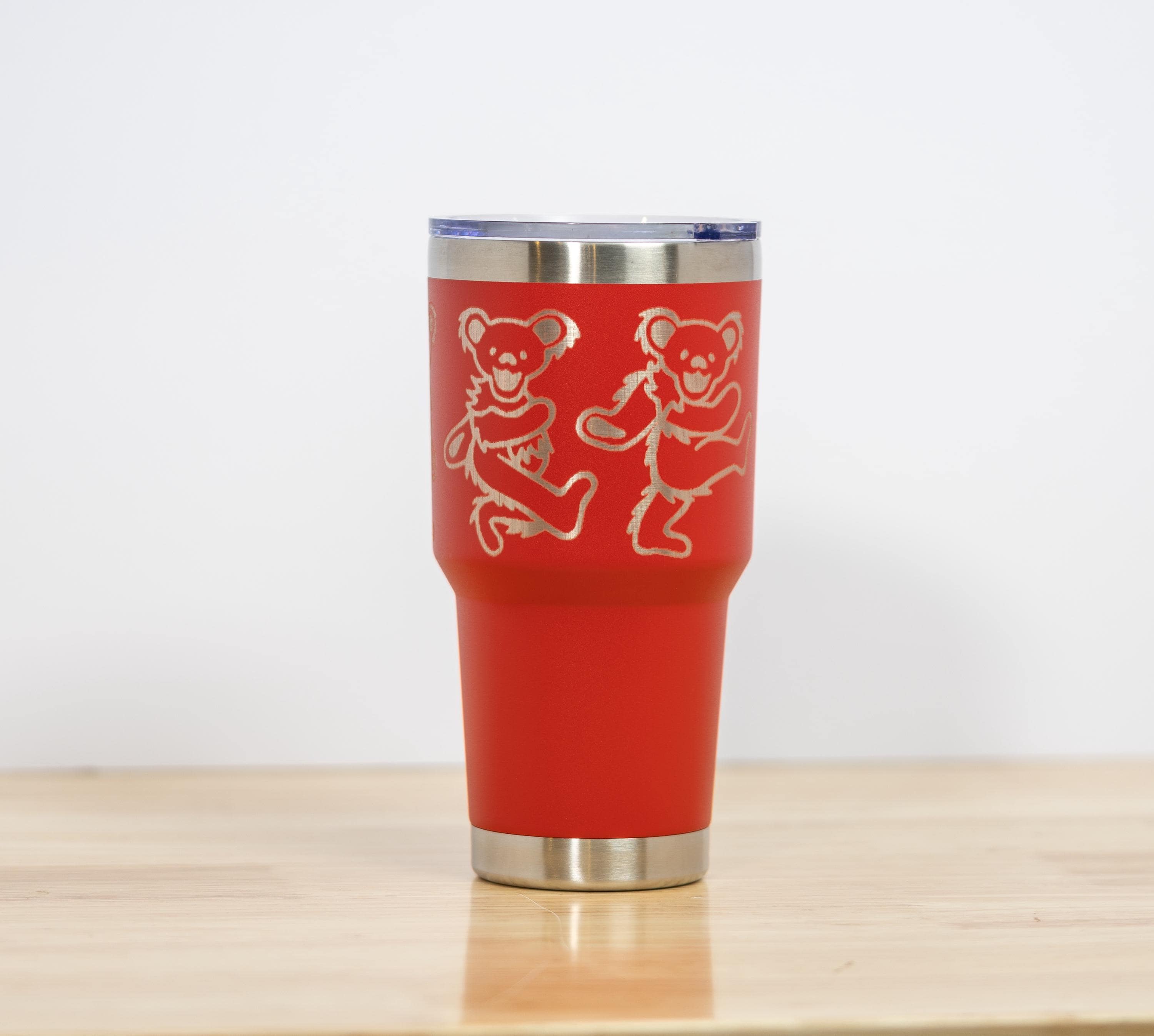 Grateful dead dancing bears 30oz laser engraved stainless steel tumbler with lid | custom color insulated cup