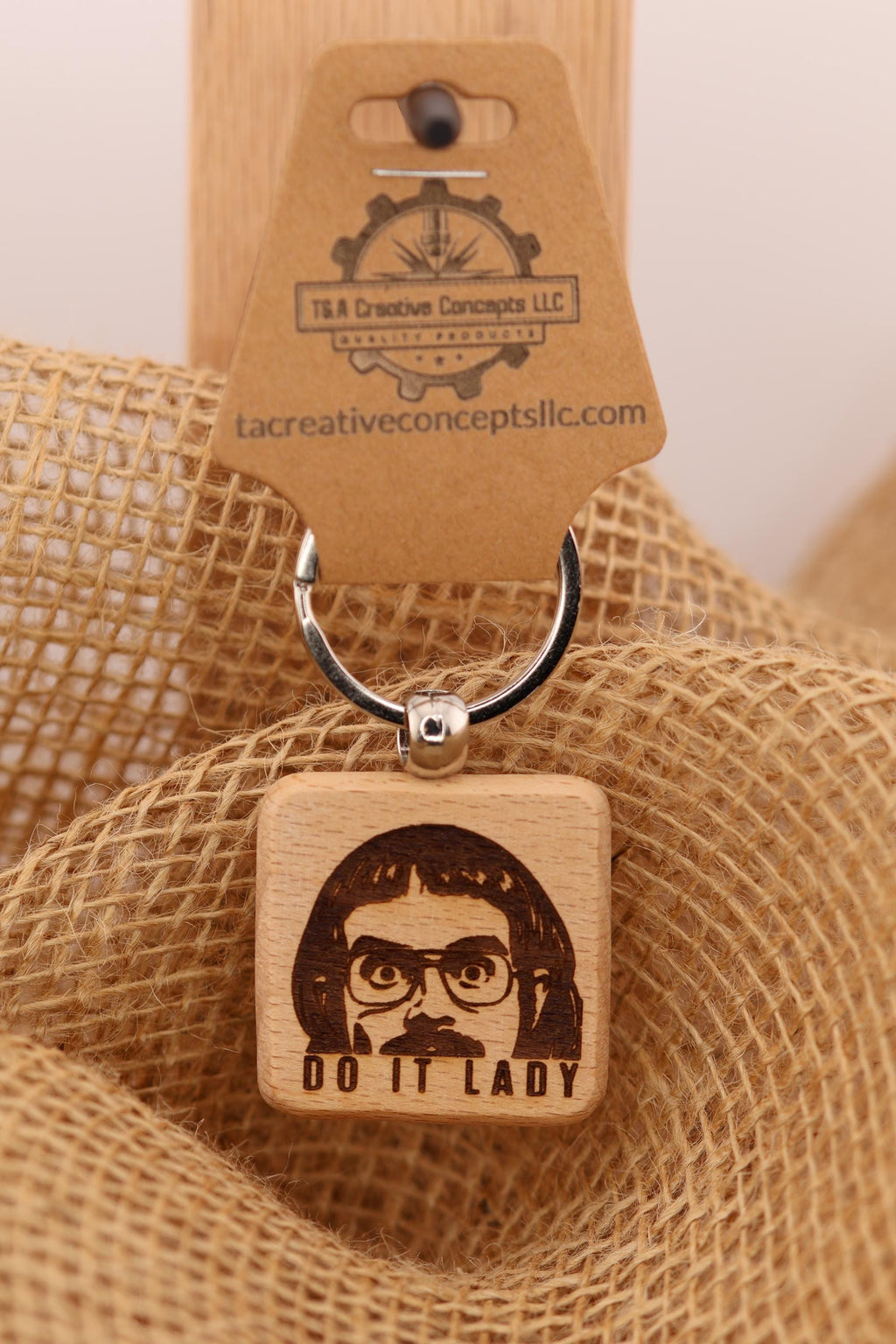 Do It Lady Keychain / Bag Charm: laser engraved hardwood, funny gift