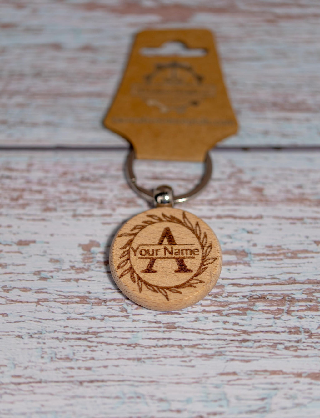 Laser engraved personalized monogram wood keychain | custom initial keyring | handmade rustic gift