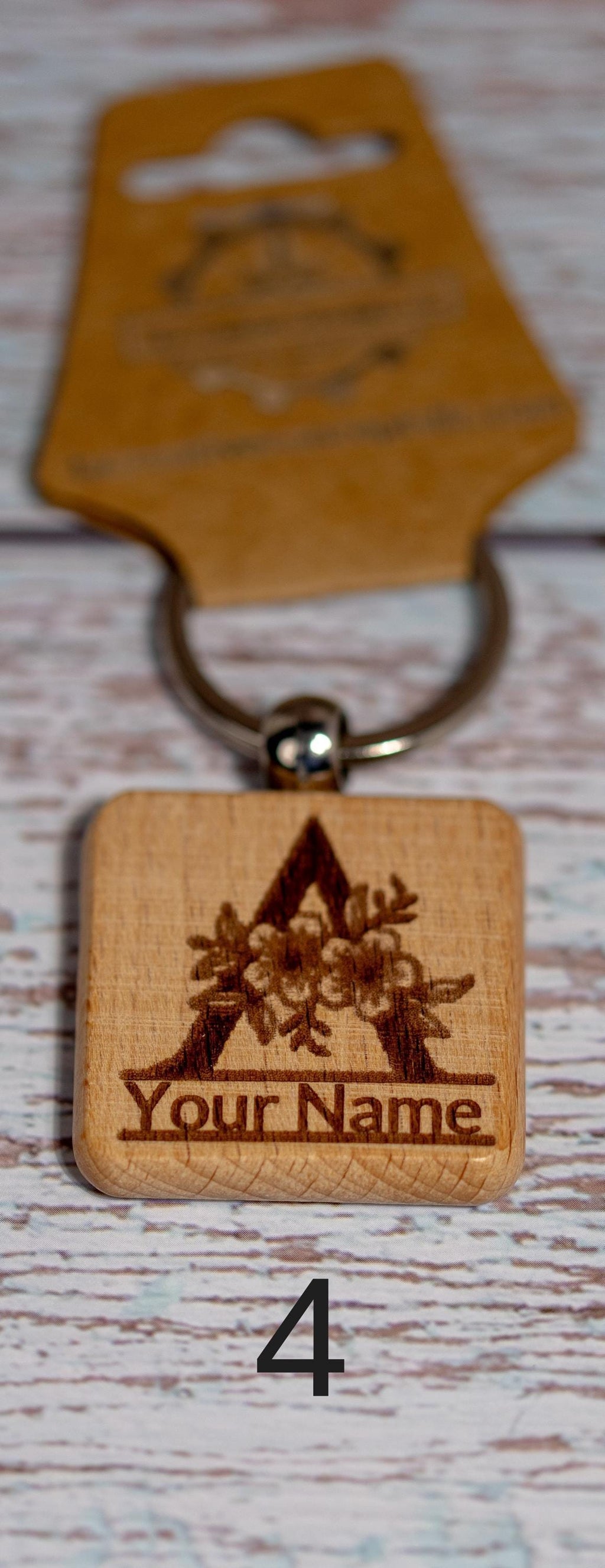 Laser engraved personalized monogram wood keychain | custom initial keyring | handmade rustic gift