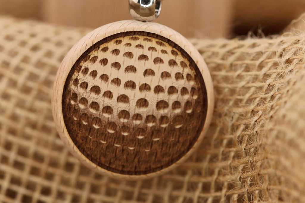 Laser engraved hardwood golf ball keychain / bag charm - golfer gift