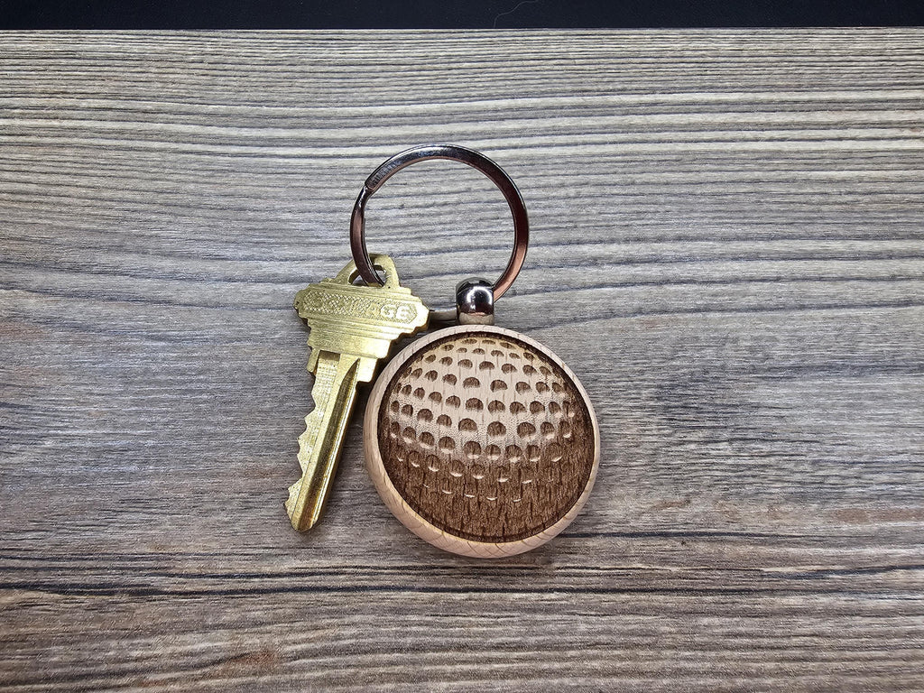 Laser engraved hardwood golf ball keychain / bag charm - golfer gift