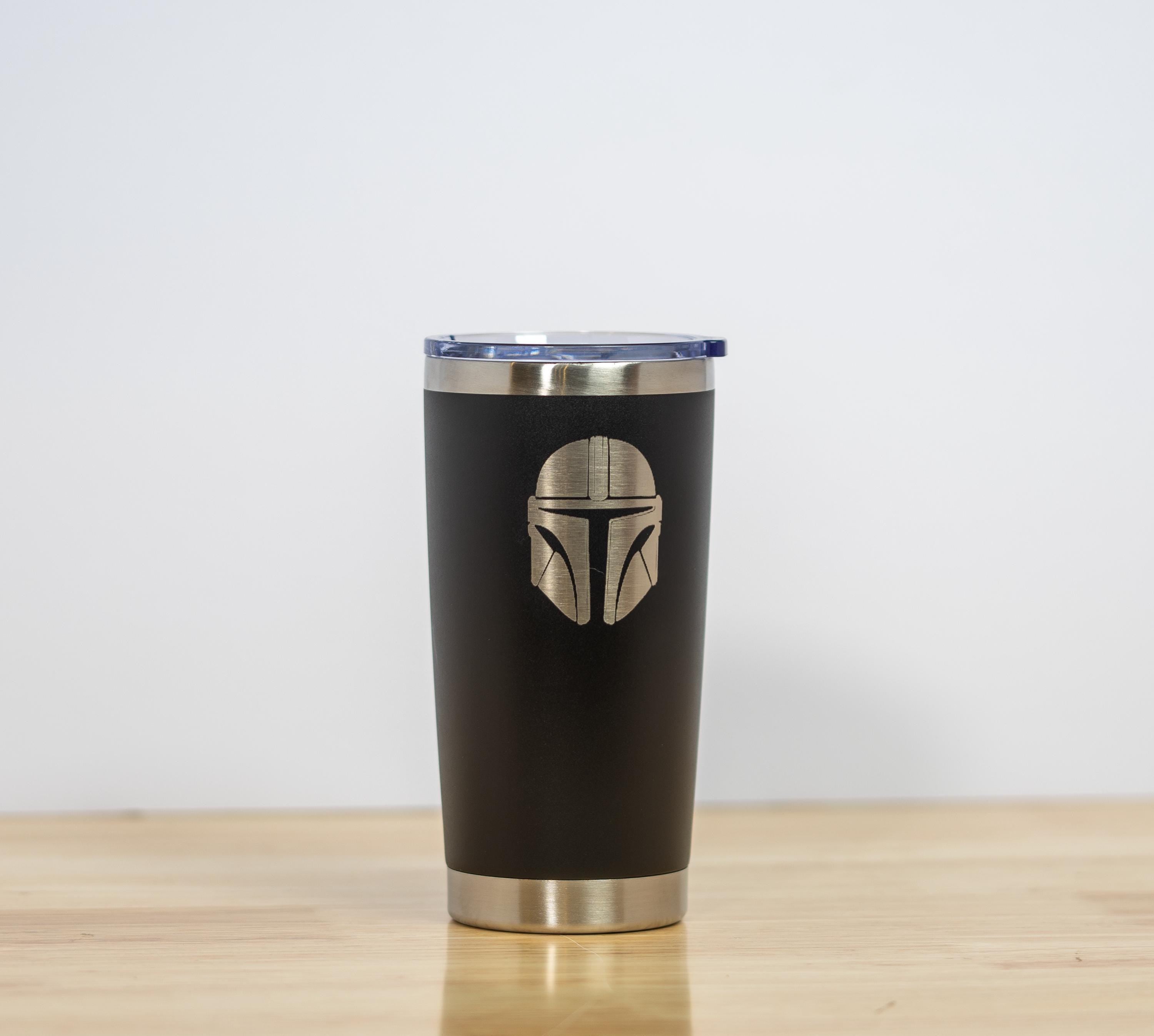 Star wars mandalorian 20oz laser engraved stainless steel tumbler with lid | insulated travel cup | star wars fan gift