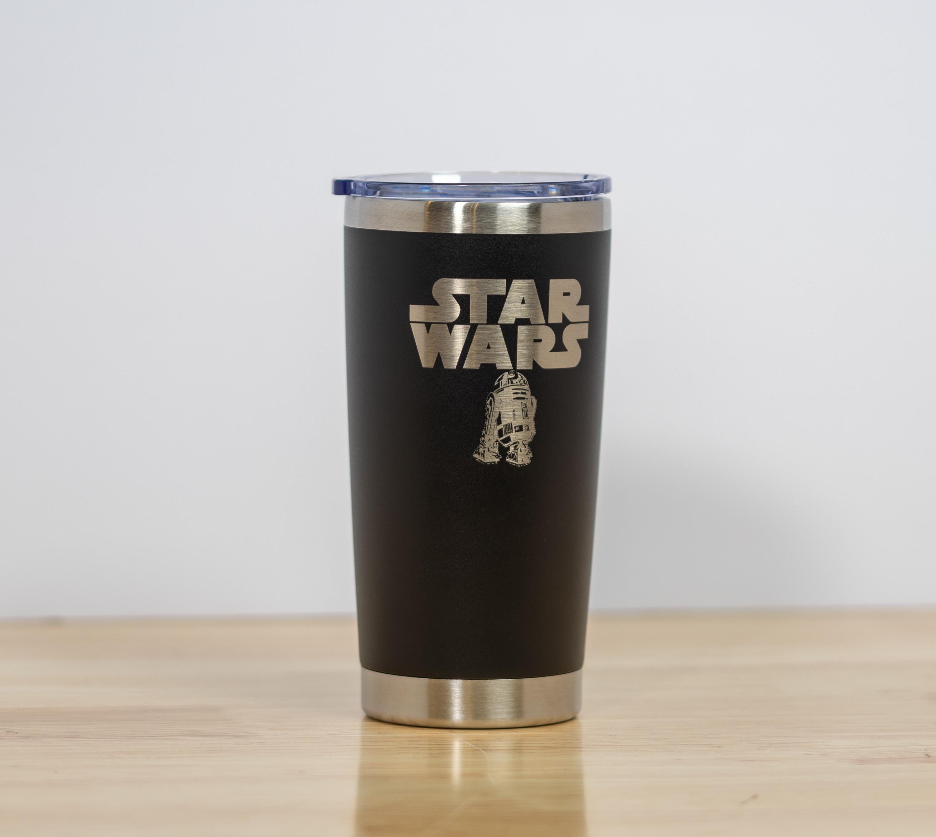 R2-d2 star wars tumbler: laser engraved stainless steel travel cup