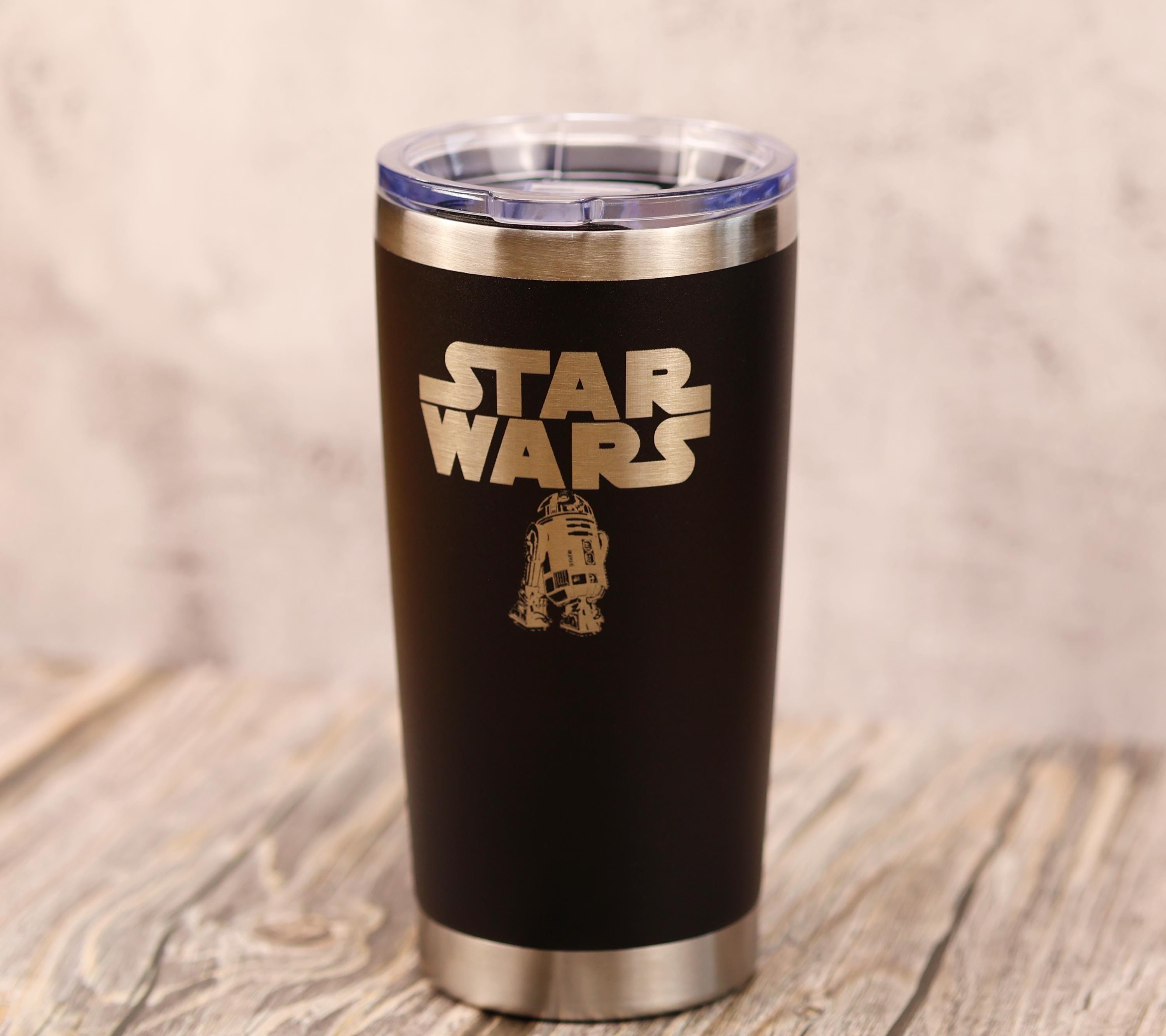 R2-d2 star wars tumbler: laser engraved stainless steel travel cup