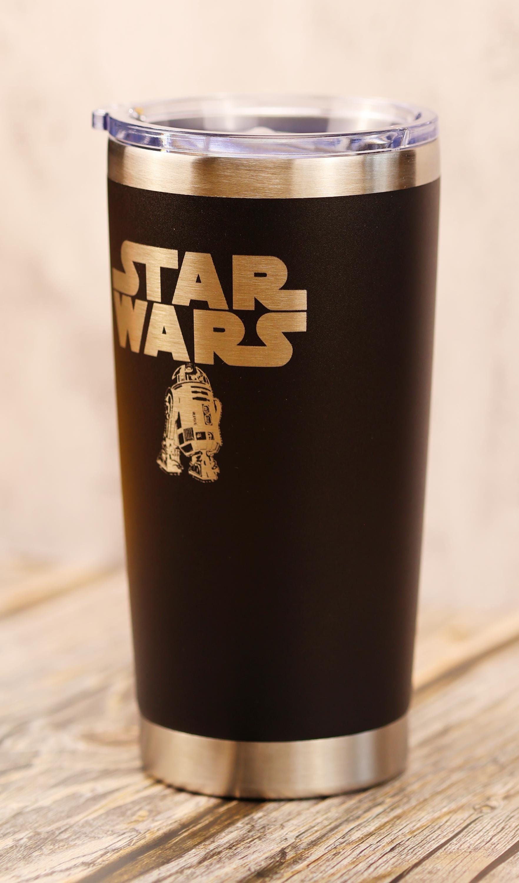 R2-d2 star wars tumbler: laser engraved stainless steel travel cup