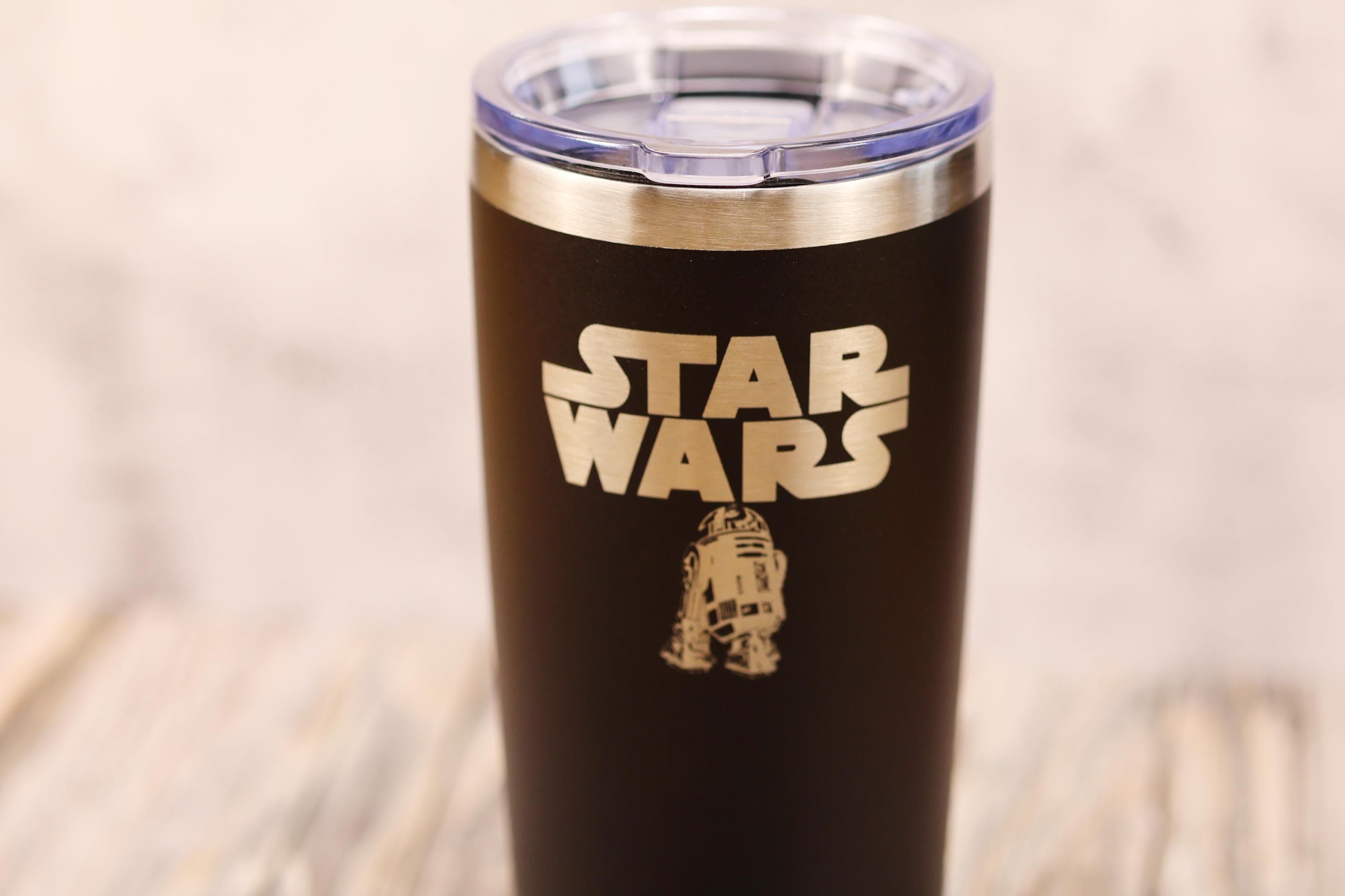 R2-d2 star wars tumbler: laser engraved stainless steel travel cup