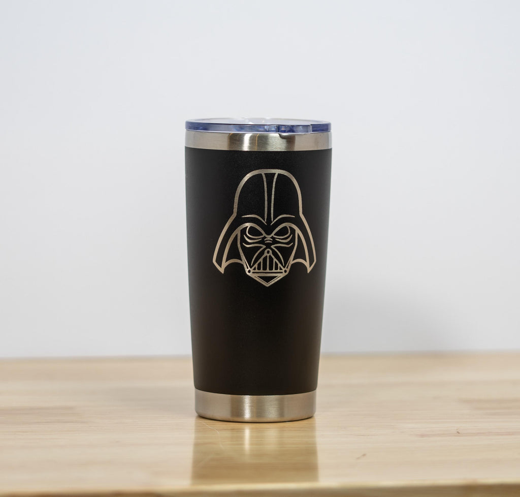 Darth vader laser engraved tumbler: star wars insulated travel cup